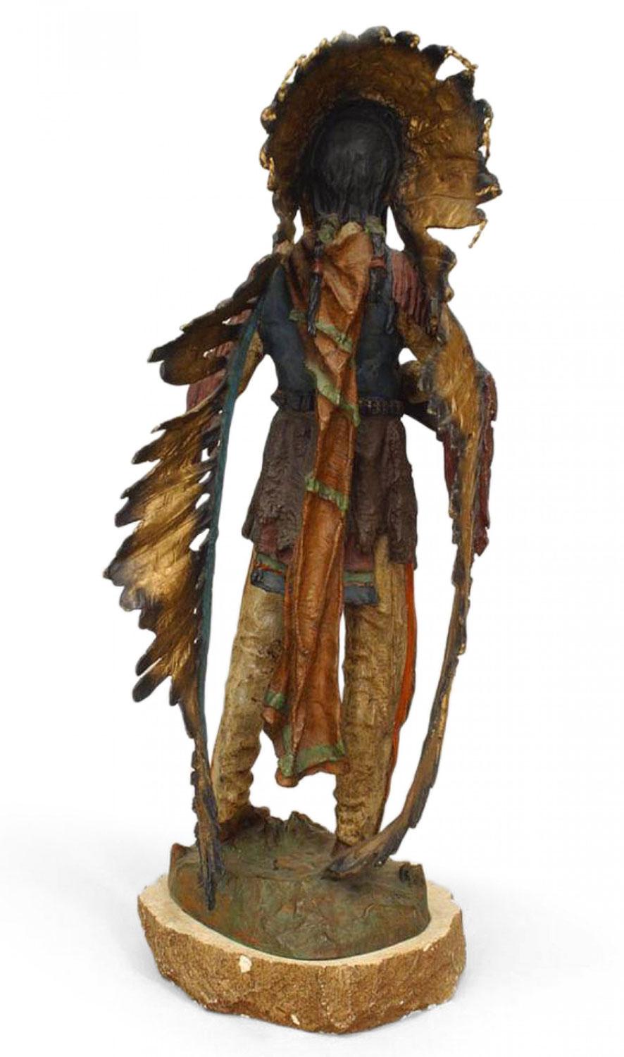 Biedermeier Bronze Patinaed Native American Figure in vendita