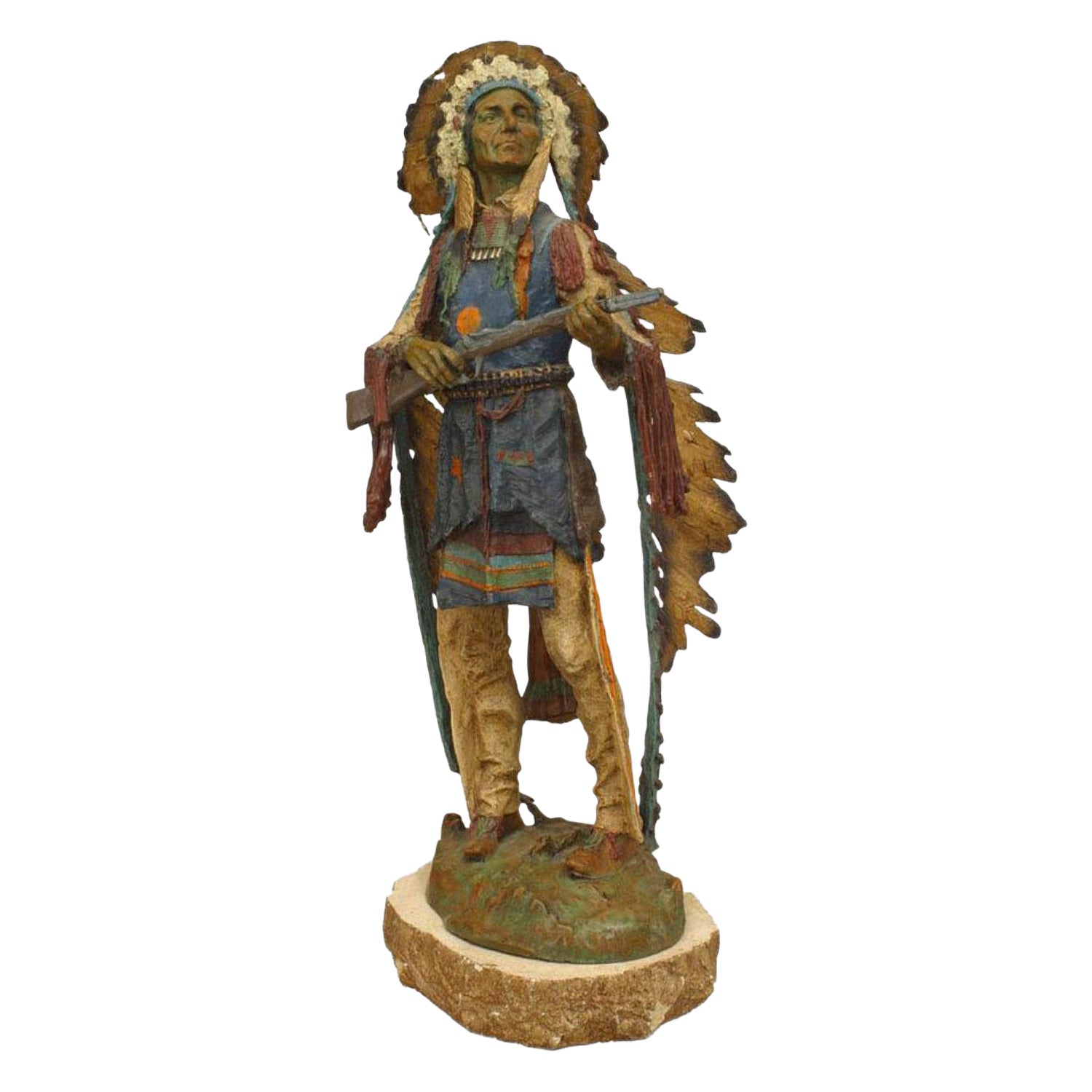 Bronze Patinaed Native American Figure