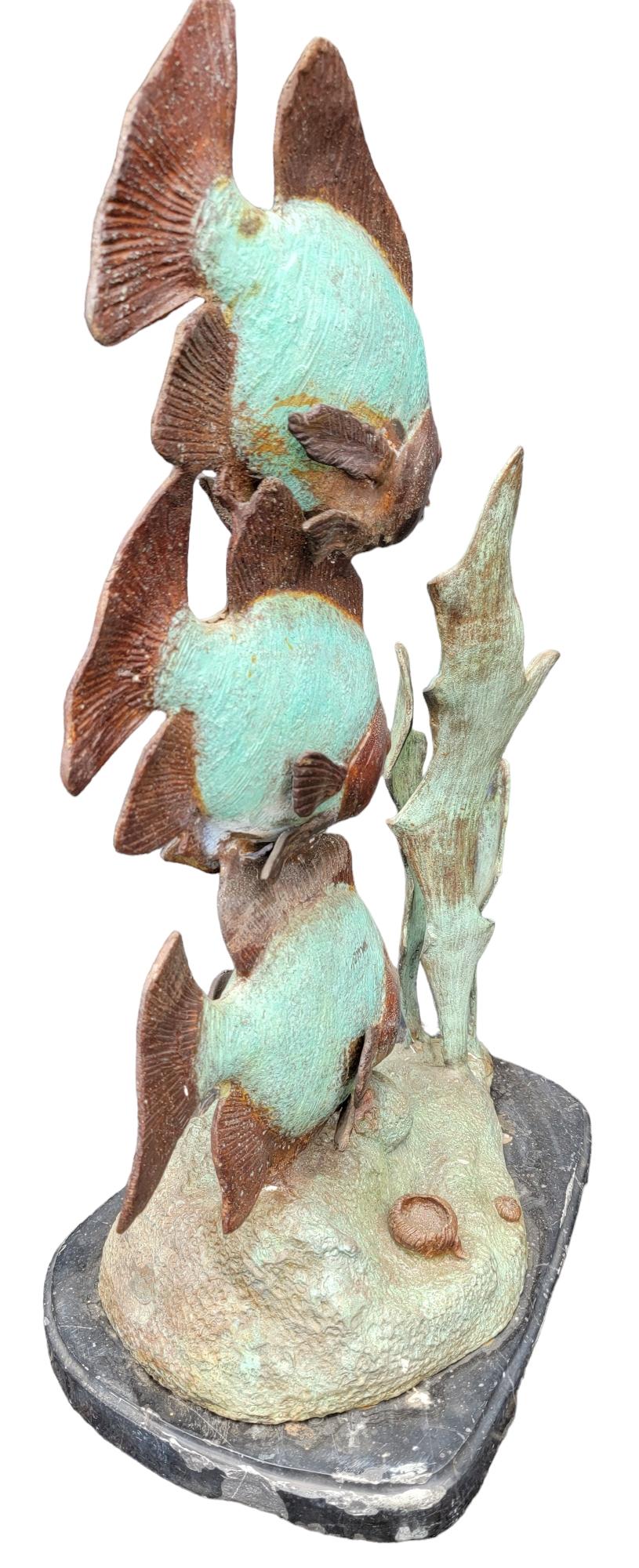 Mid-20th Century Bronze Patinaed Tall Fish statue For Sale