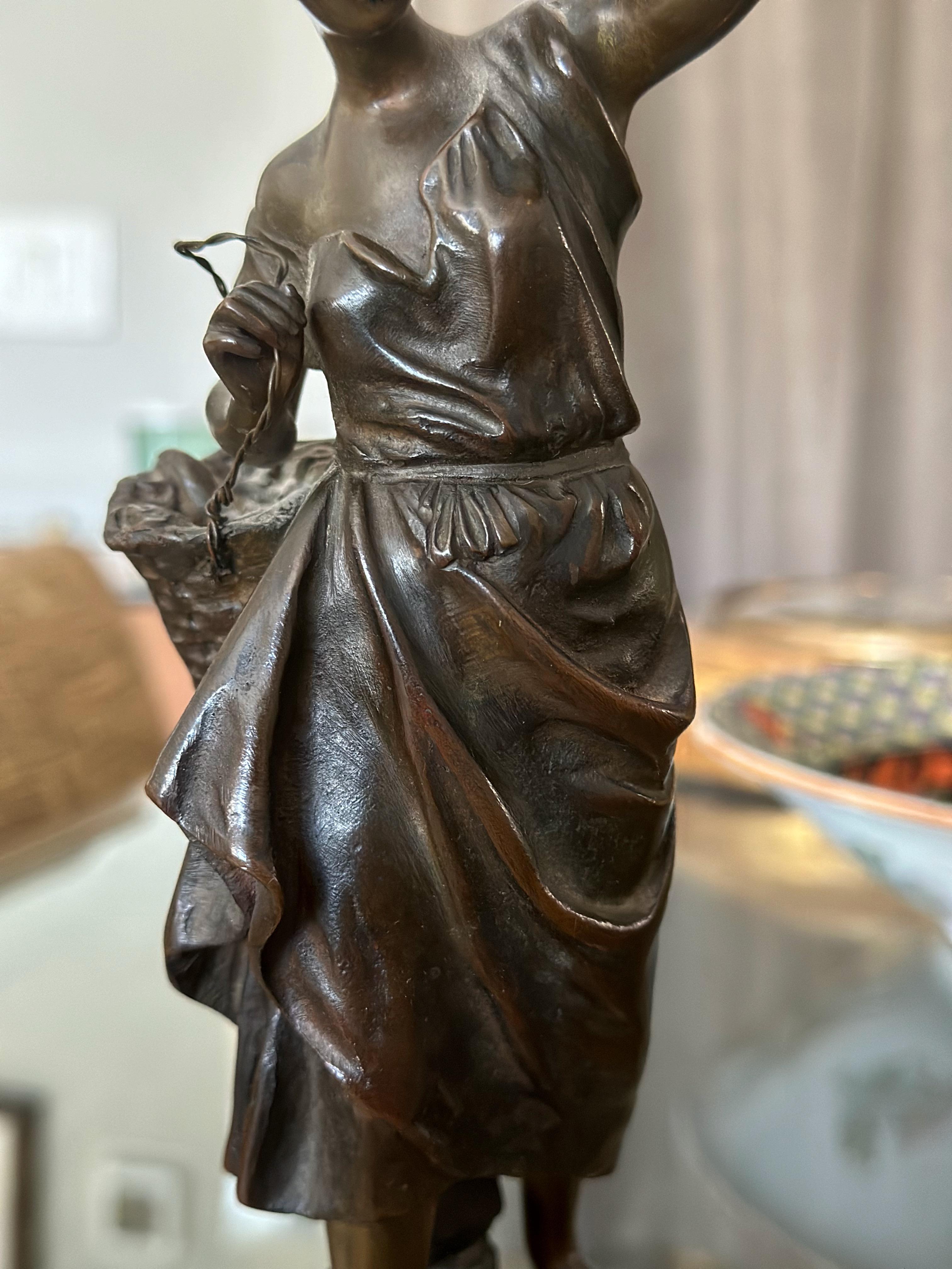 Bronze Patinated 19th Century Fisherwomen after Eugene Laurent For Sale 8