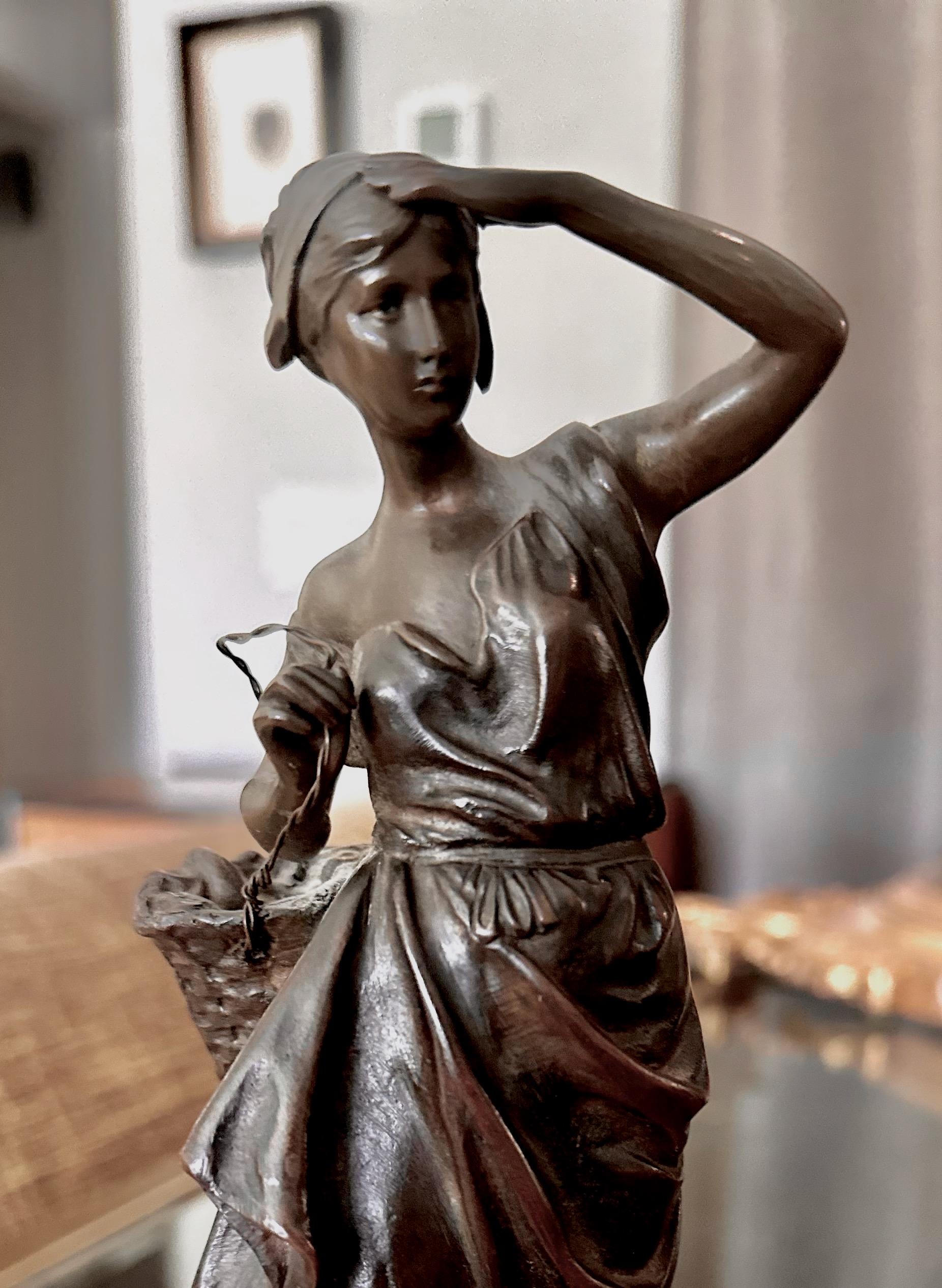Bronze Patinated 19th Century Fisherwomen after Eugene Laurent For Sale 9