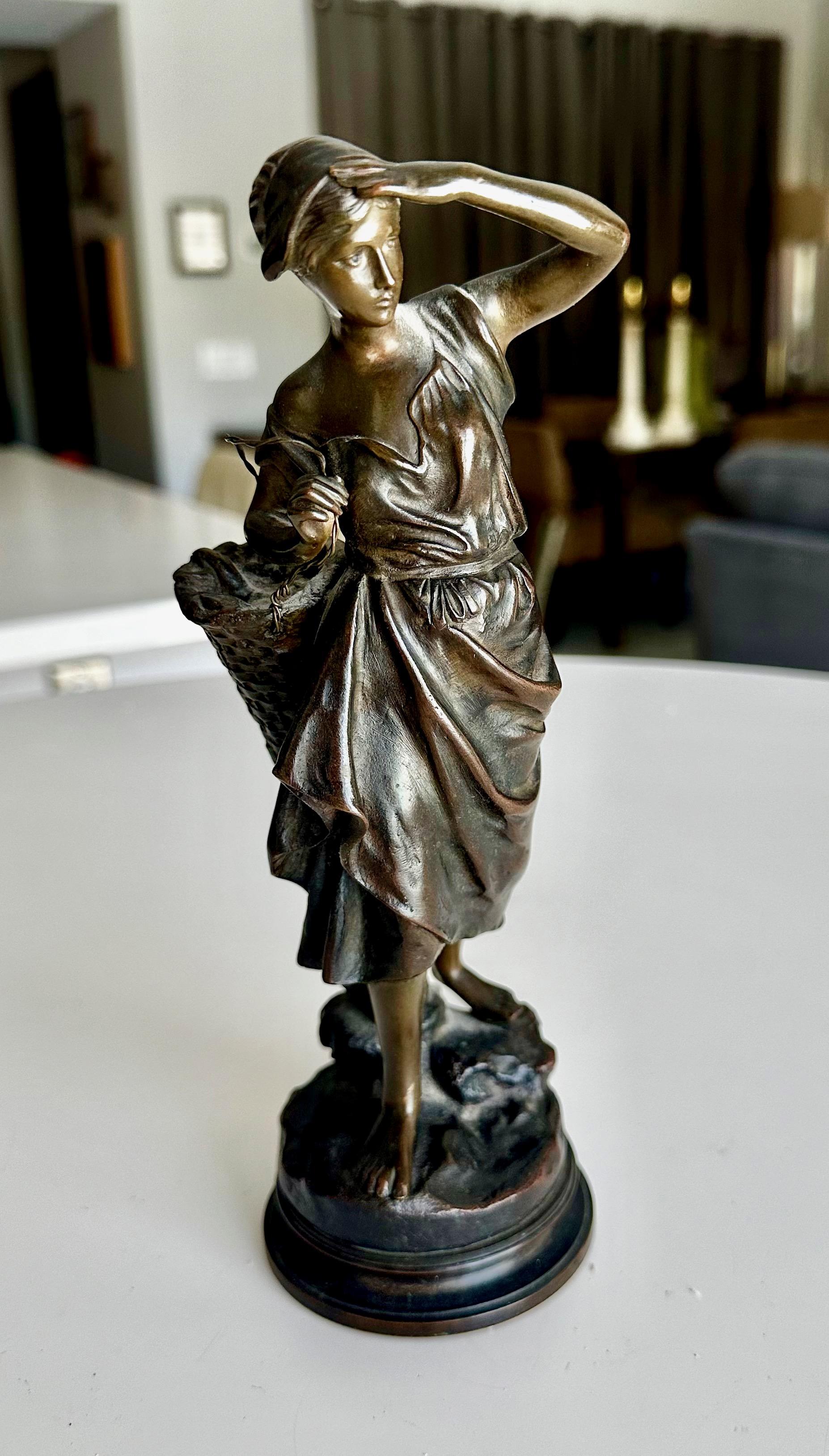 Bronze Patinated 19th Century Fisherwomen after Eugene Laurent For Sale 12