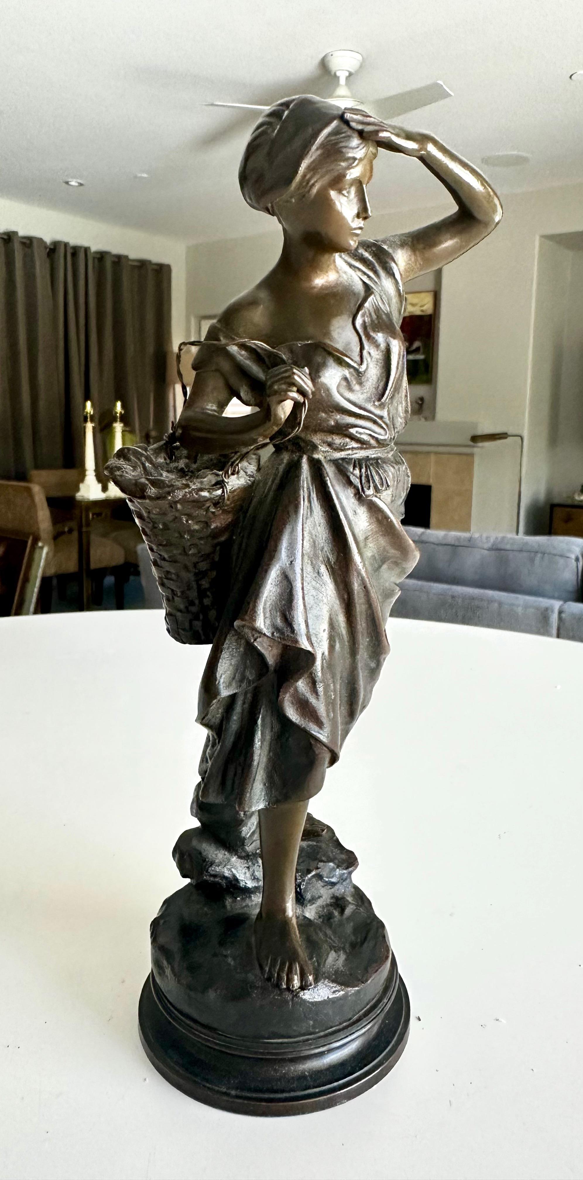 European Bronze Patinated 19th Century Fisherwomen after Eugene Laurent For Sale