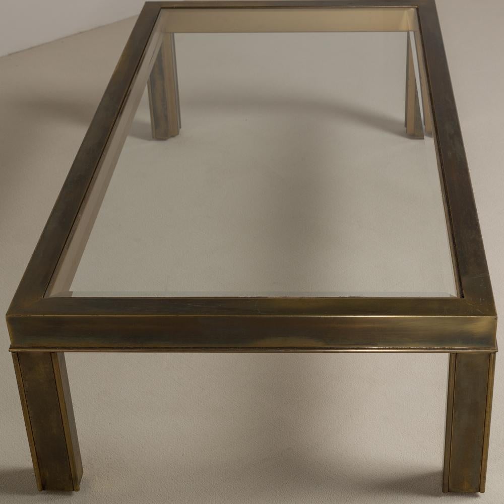 American Bronze Patinated Brass Framed Coffee Table, 1970s