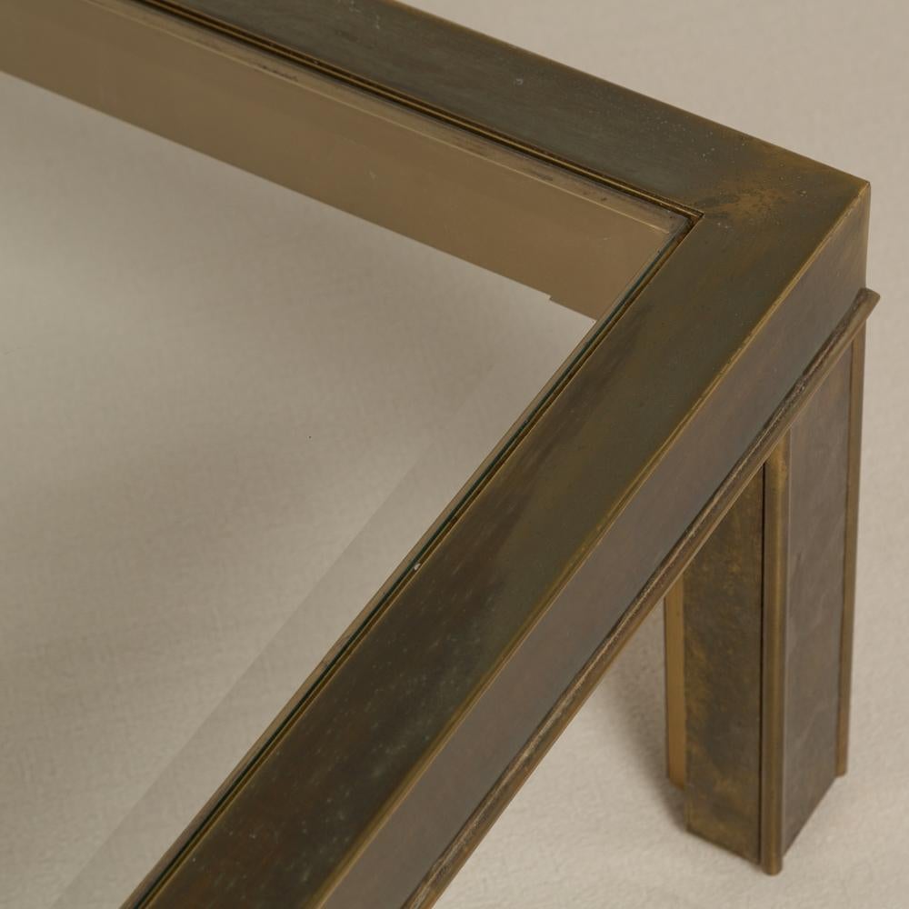 Bronze Patinated Brass Framed Coffee Table, 1970s In Good Condition For Sale In London, GB