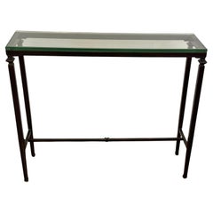 Bronze Patinated  Console with Thick Glass Top