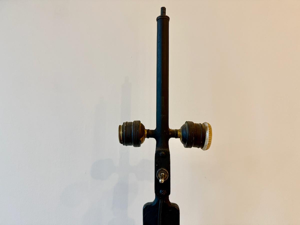 Bronze-Patinated Iron and Parchment Table Lamp Attributed to Marc du Plantier For Sale 4