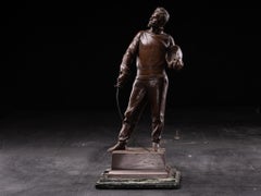 Bronze patinated Statue of Fencer by G.Devreese (1861-1941) .