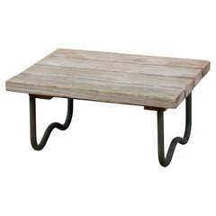 Bronze Patio Beach Table with Wood Top by Walter Lamb for Brown Jordan