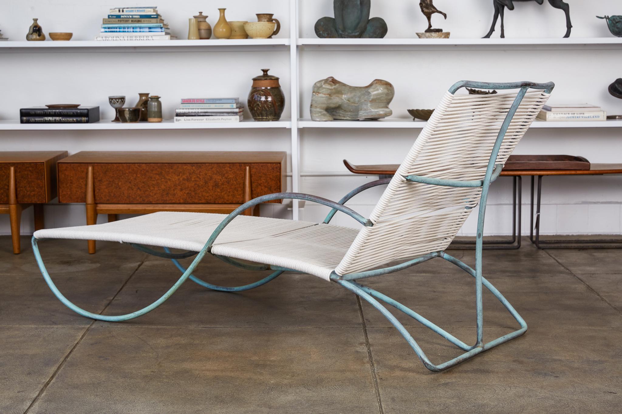 Patinated Bronze Patio Chaise Lounge by Walter Lamb for Brown Jordan