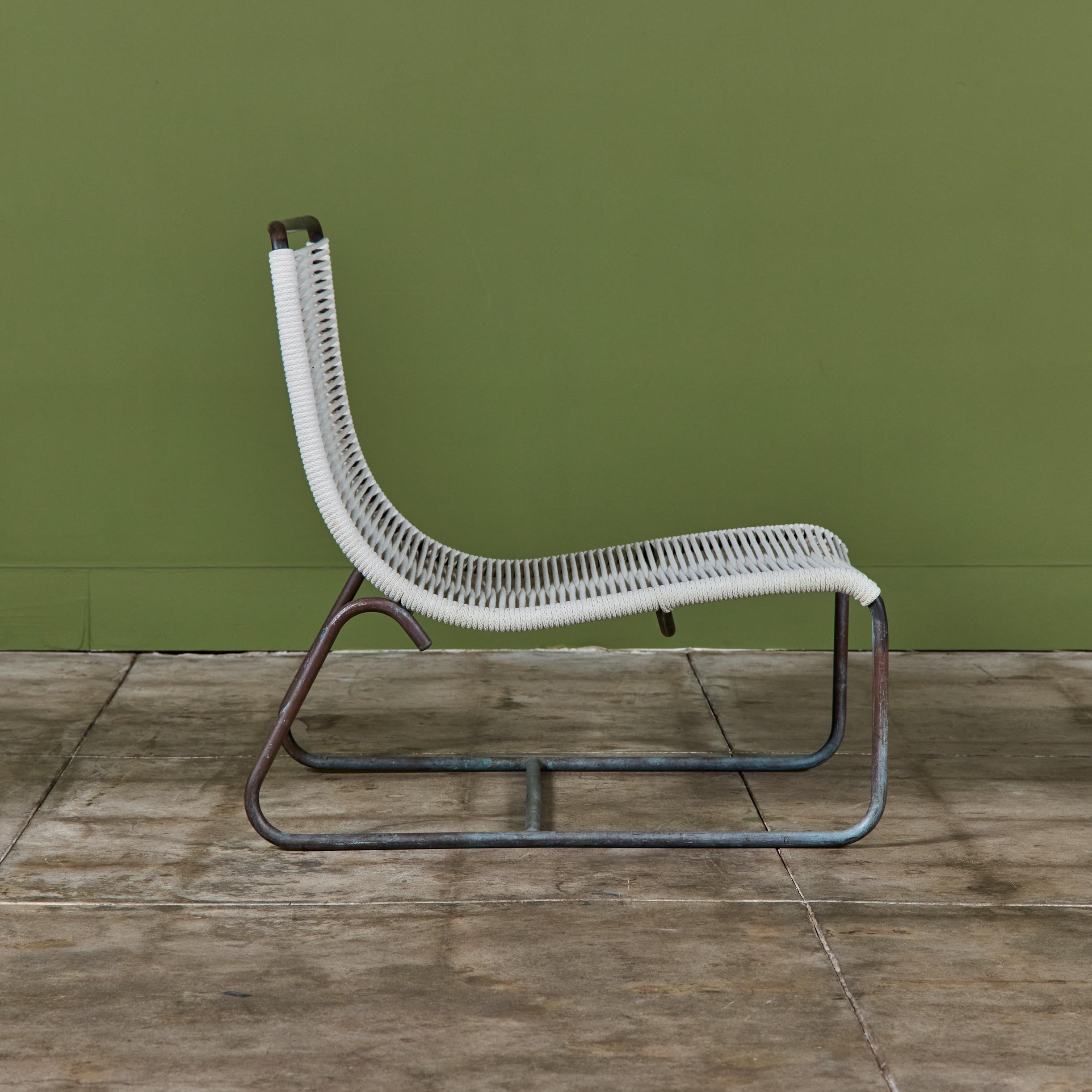Mid-Century Modern Bronze Patio Sleigh Chair by Walter Lamb for Brown Jordan For Sale