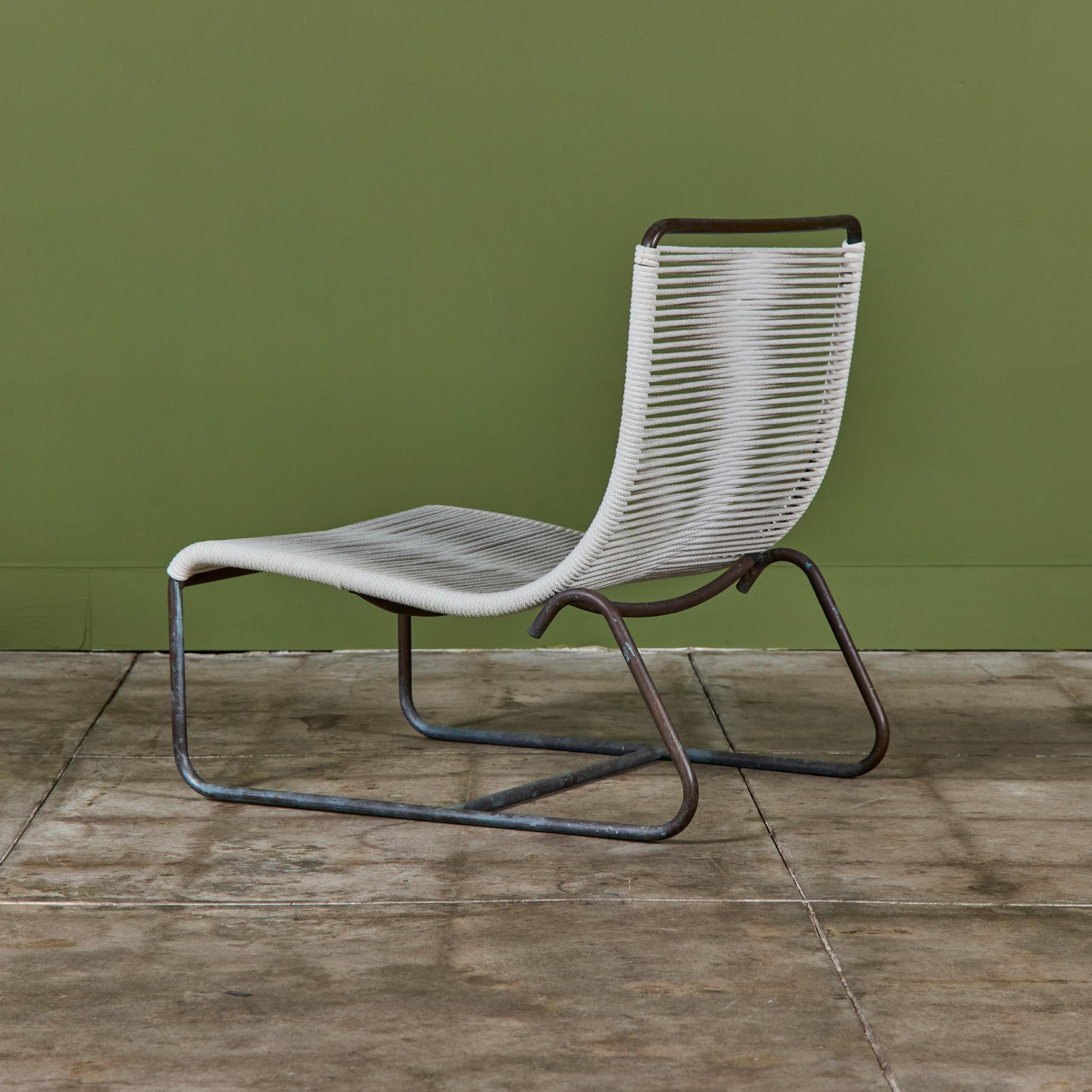 Mid-20th Century Bronze Patio Sleigh Chair by Walter Lamb for Brown Jordan For Sale