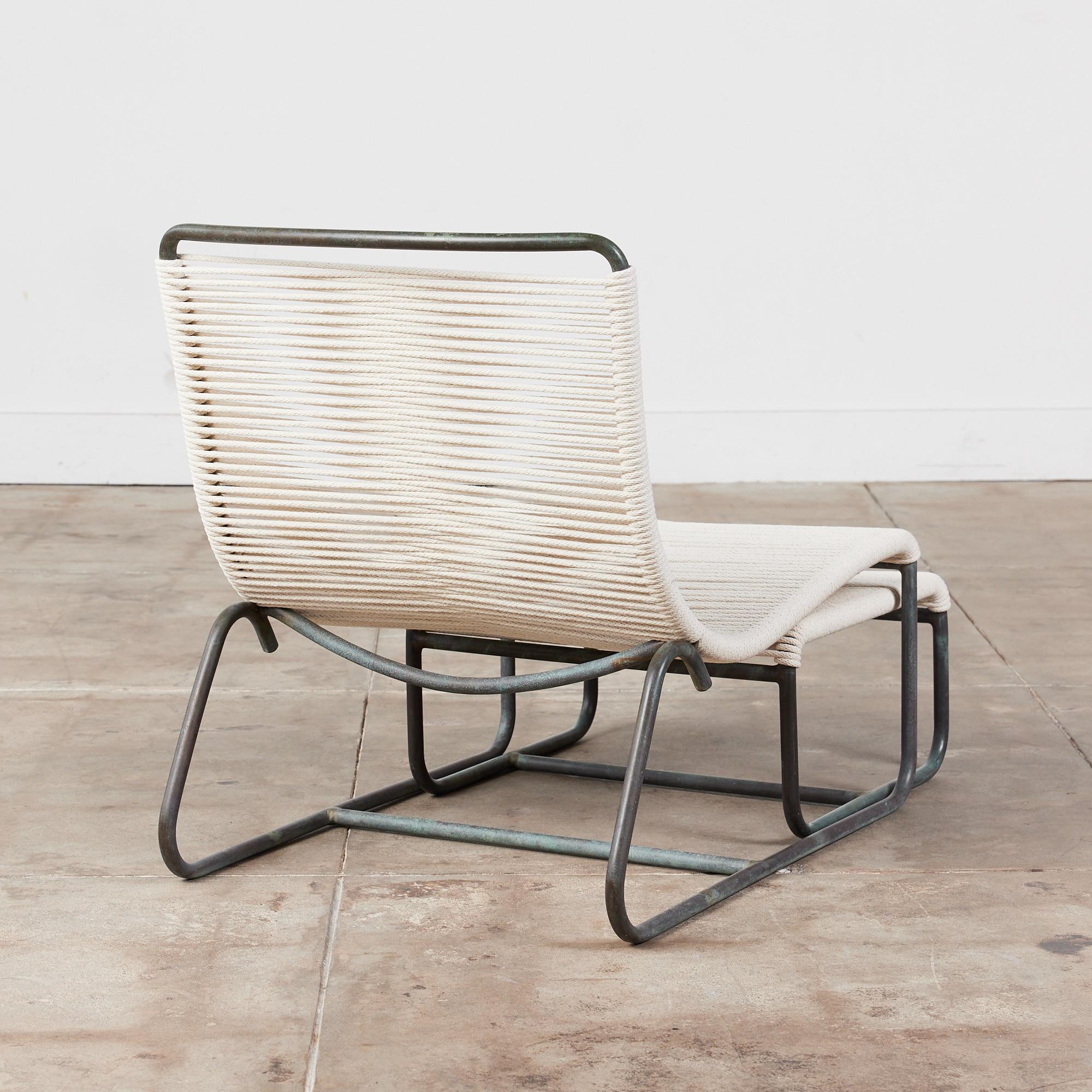 Milieu du XXe siècle Bronze Patio Sleigh Chair & Ottoman by Walter Lamb for Brown Jordan en vente