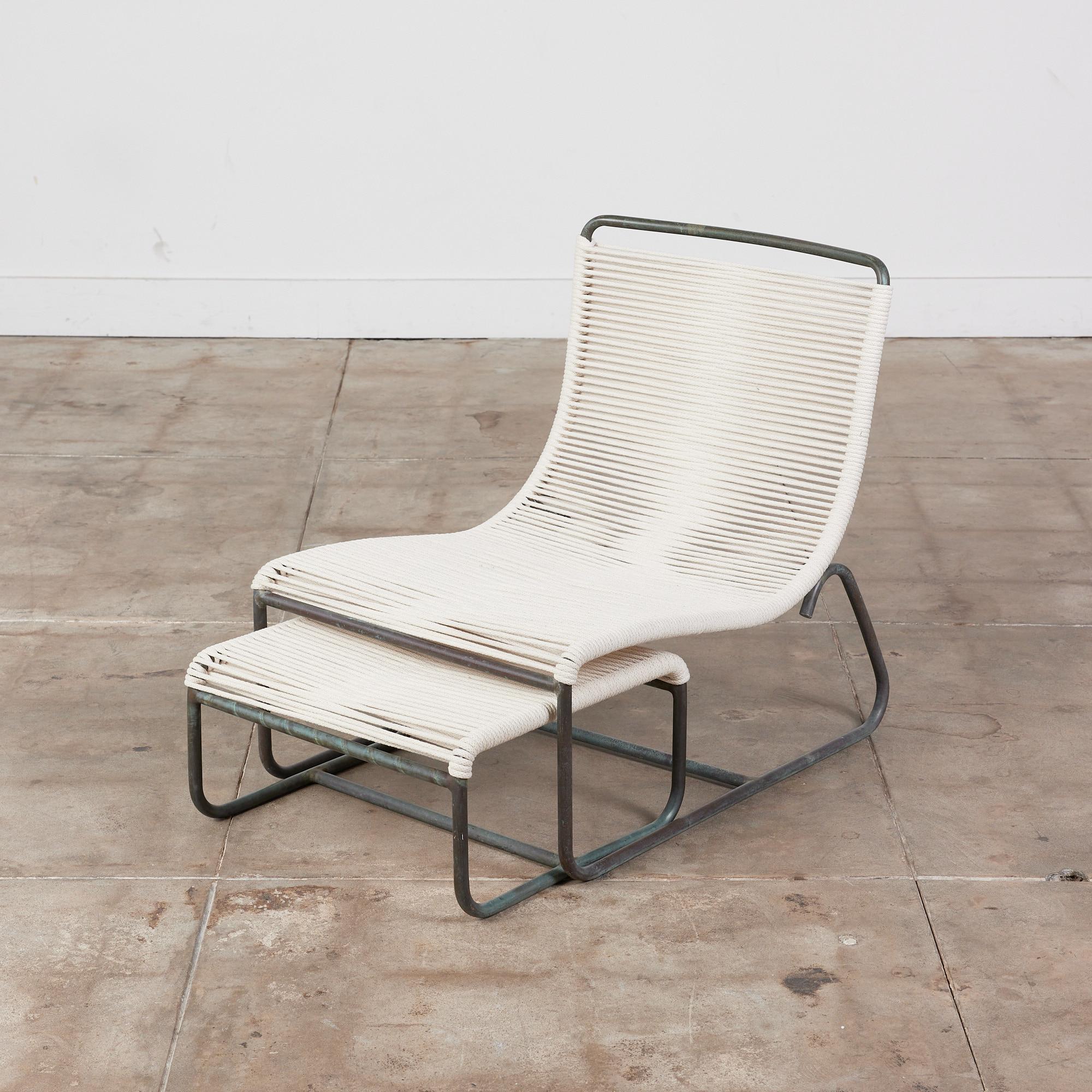 Bronze Patio Sleigh Chair & Ottoman by Walter Lamb for Brown Jordan en vente 1