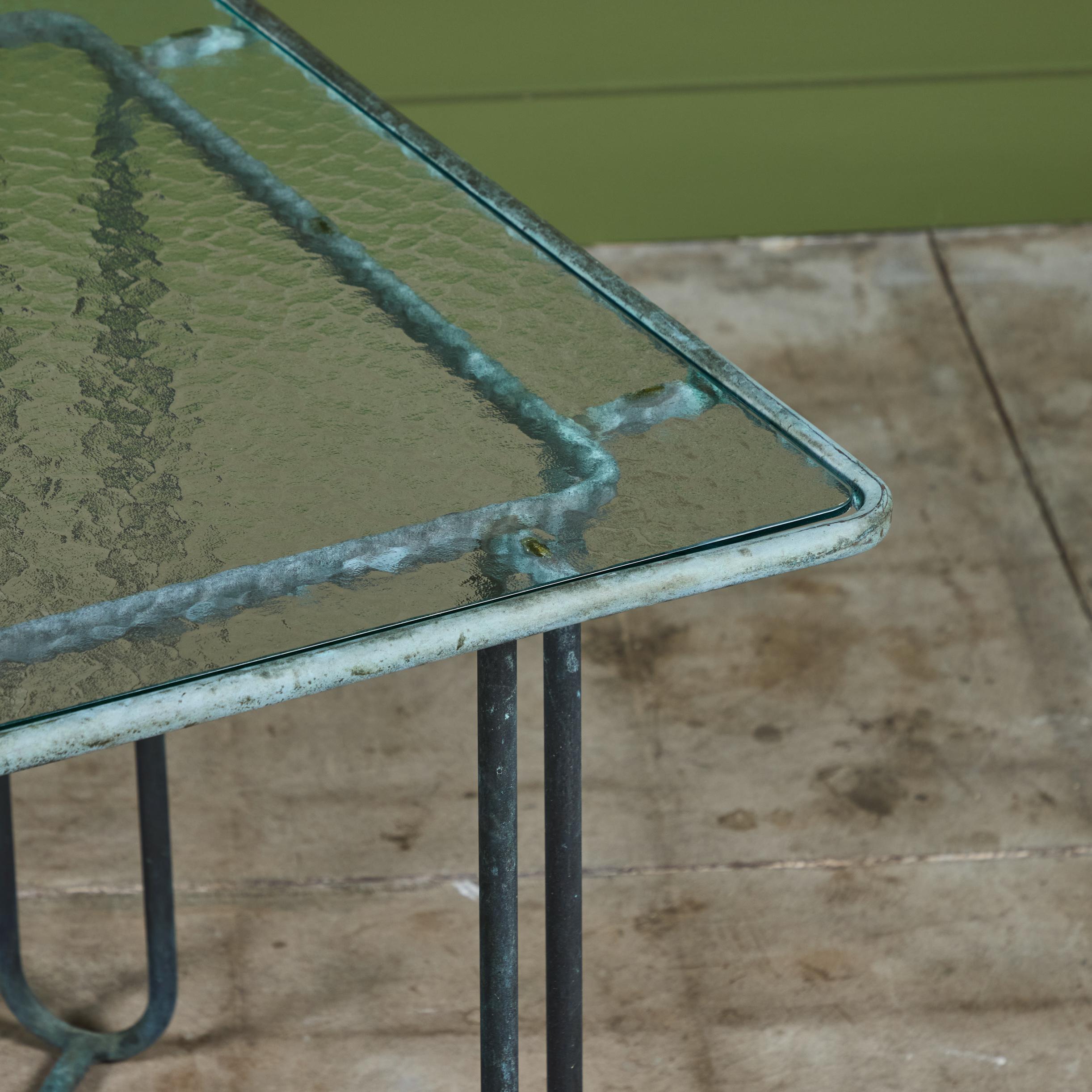 Mesa de comedor cuadrada de bronce para patio de Walter Lamb para Brown Jordan en venta 3