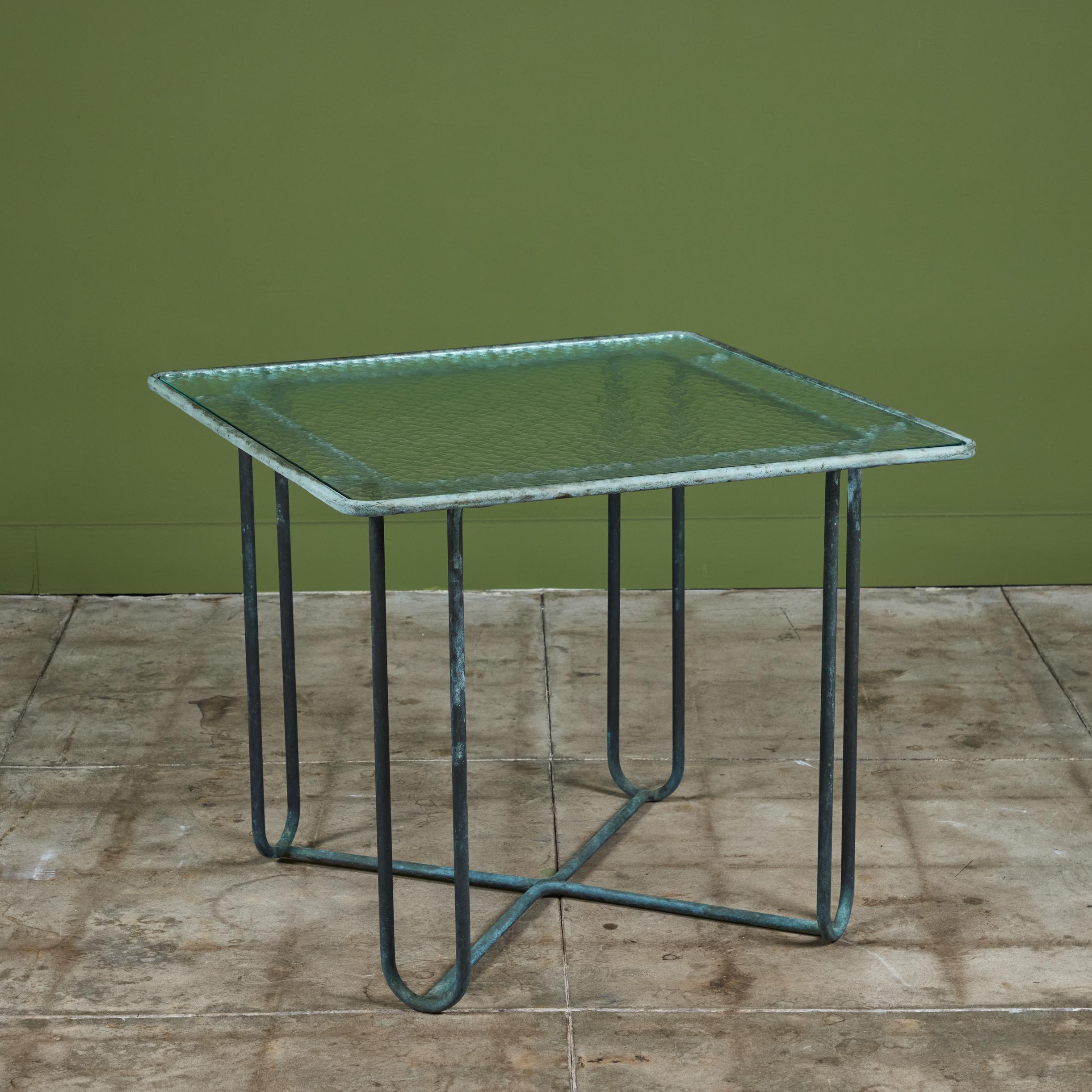 Mesa de comedor cuadrada de bronce para patio de Walter Lamb para Brown Jordan en venta 5