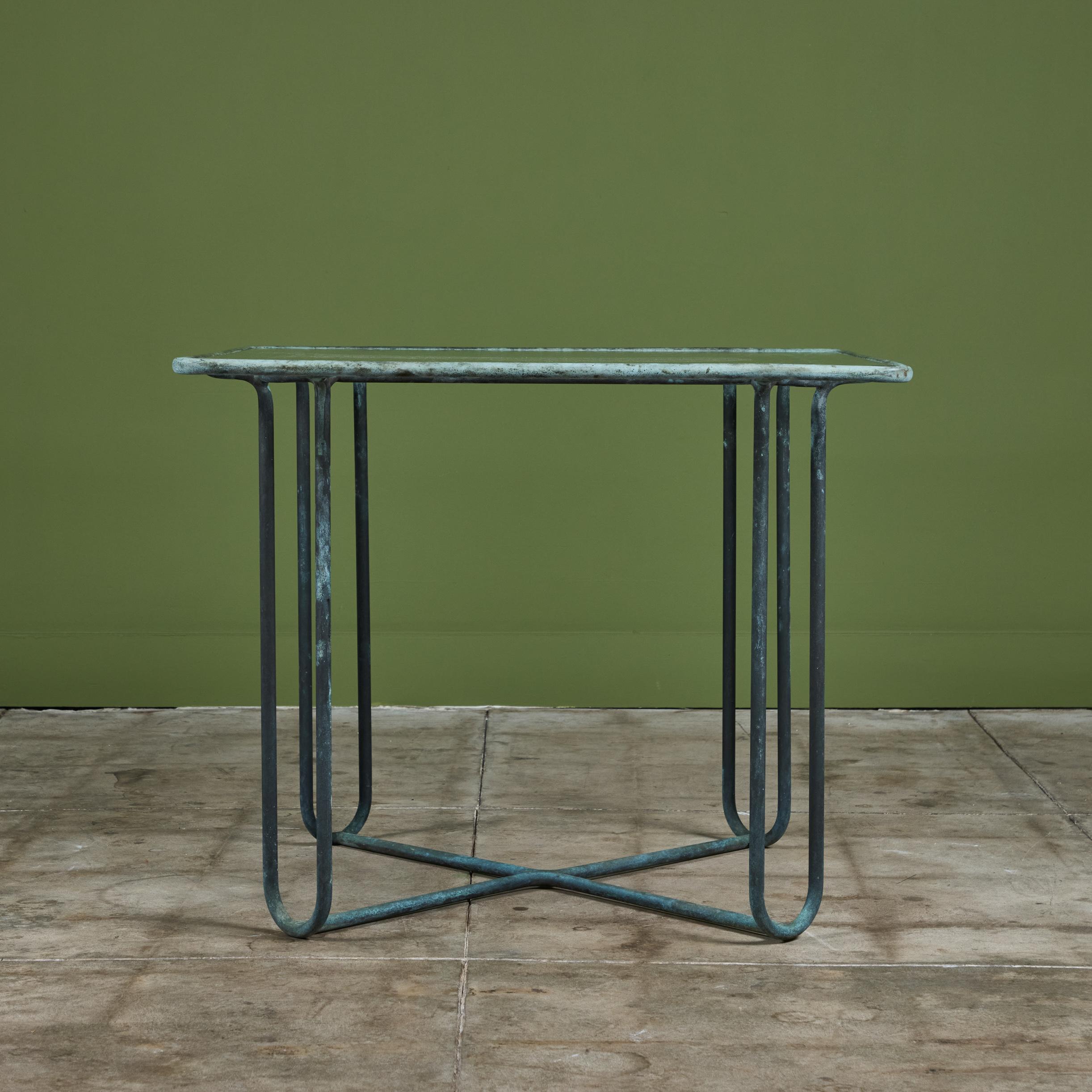Mesa de comedor cuadrada de bronce para patio de Walter Lamb para Brown Jordan en venta 9