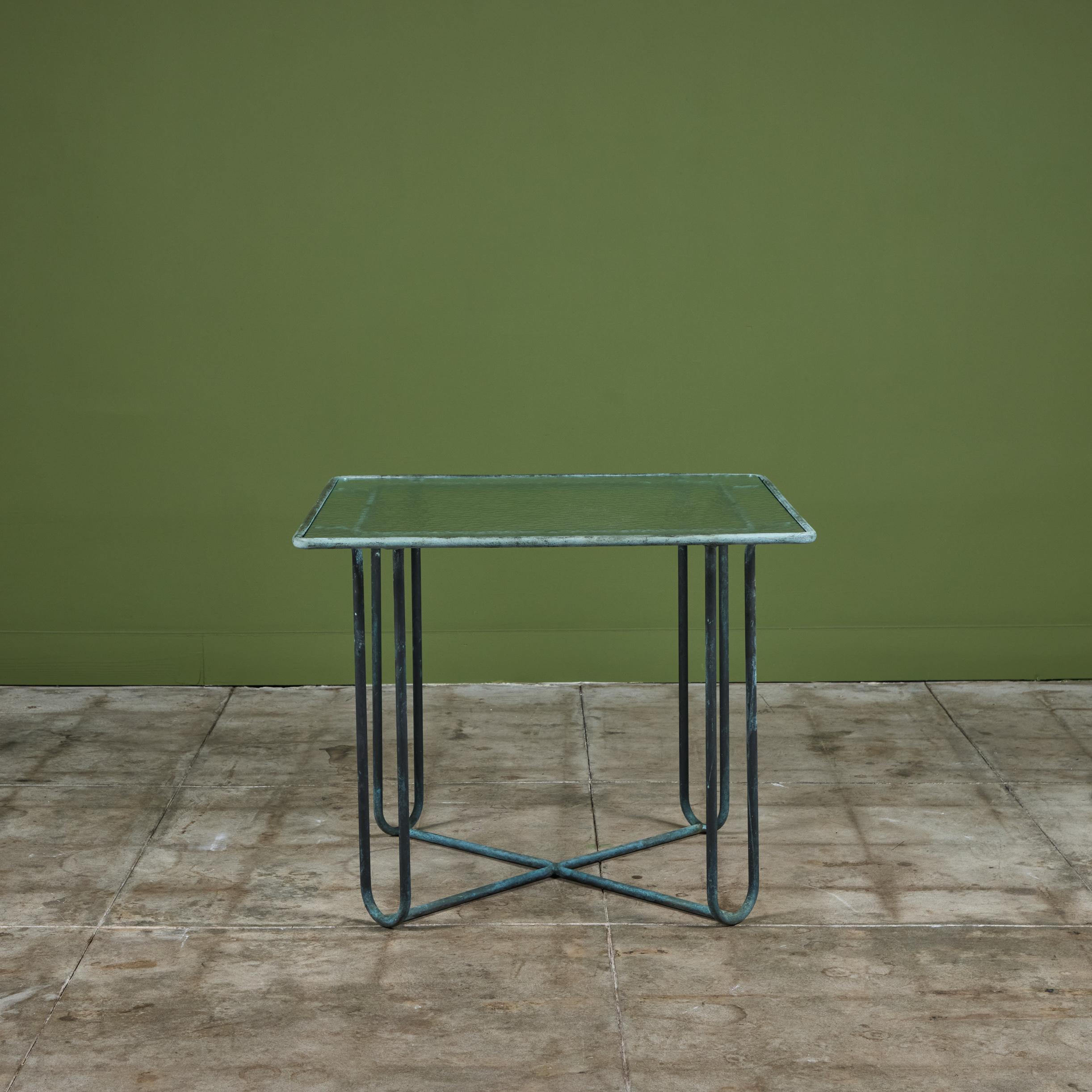 Mesa de comedor cuadrada de bronce para patio de Walter Lamb para Brown Jordan en venta 1