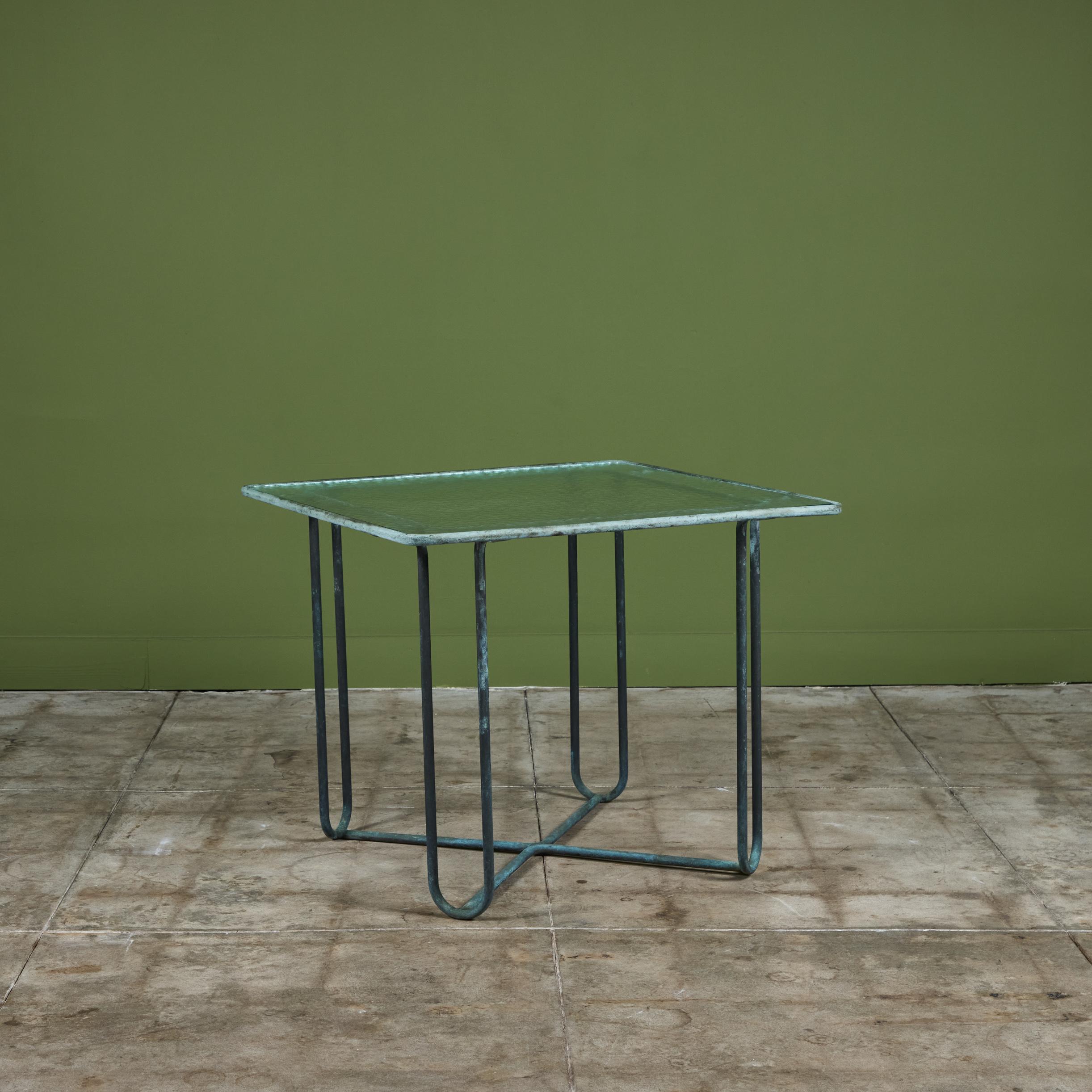 Mesa de comedor cuadrada de bronce para patio de Walter Lamb para Brown Jordan en venta 2