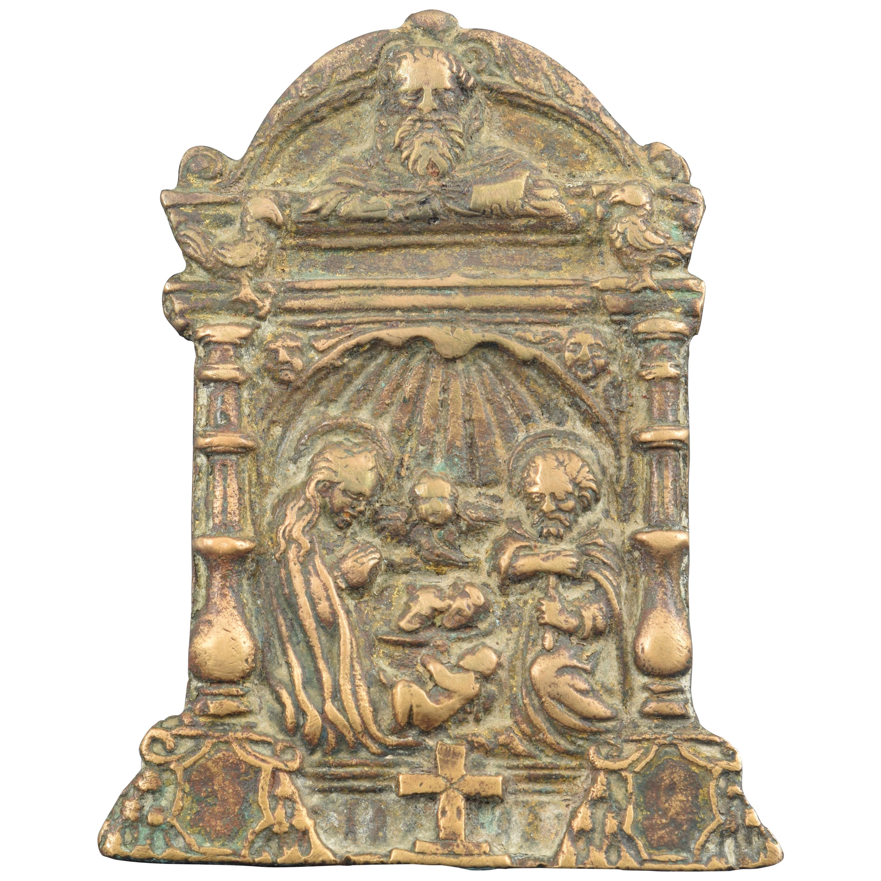 Bronze-Pax- oder Pax-Karton aus Bronze, 16. Jahrhundert im Angebot