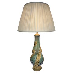 Bronze Peacock Father Oner Green and Blue Porcelain Lamp