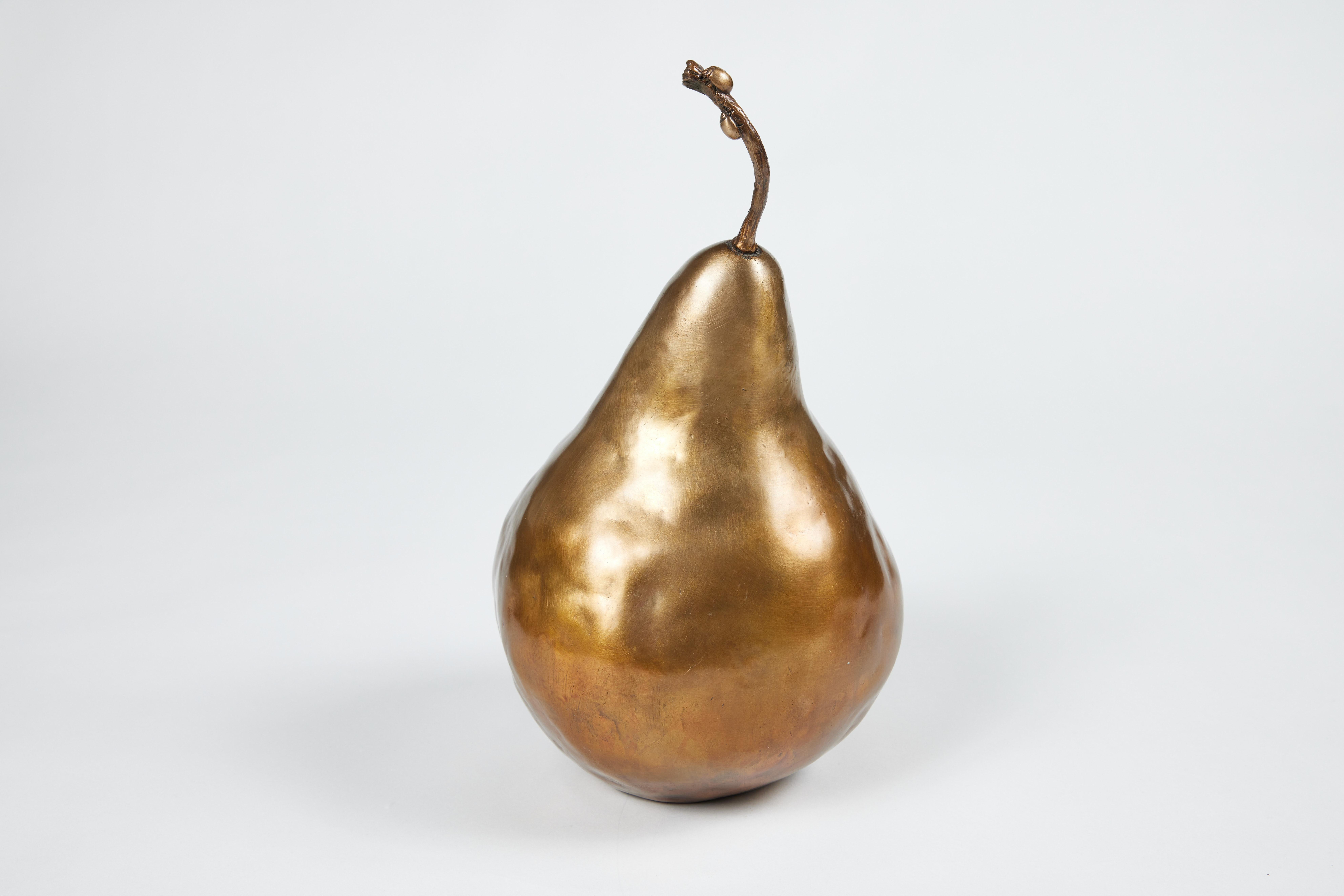 American Bronze Pear Sculpture by Erik Peterson For Sale