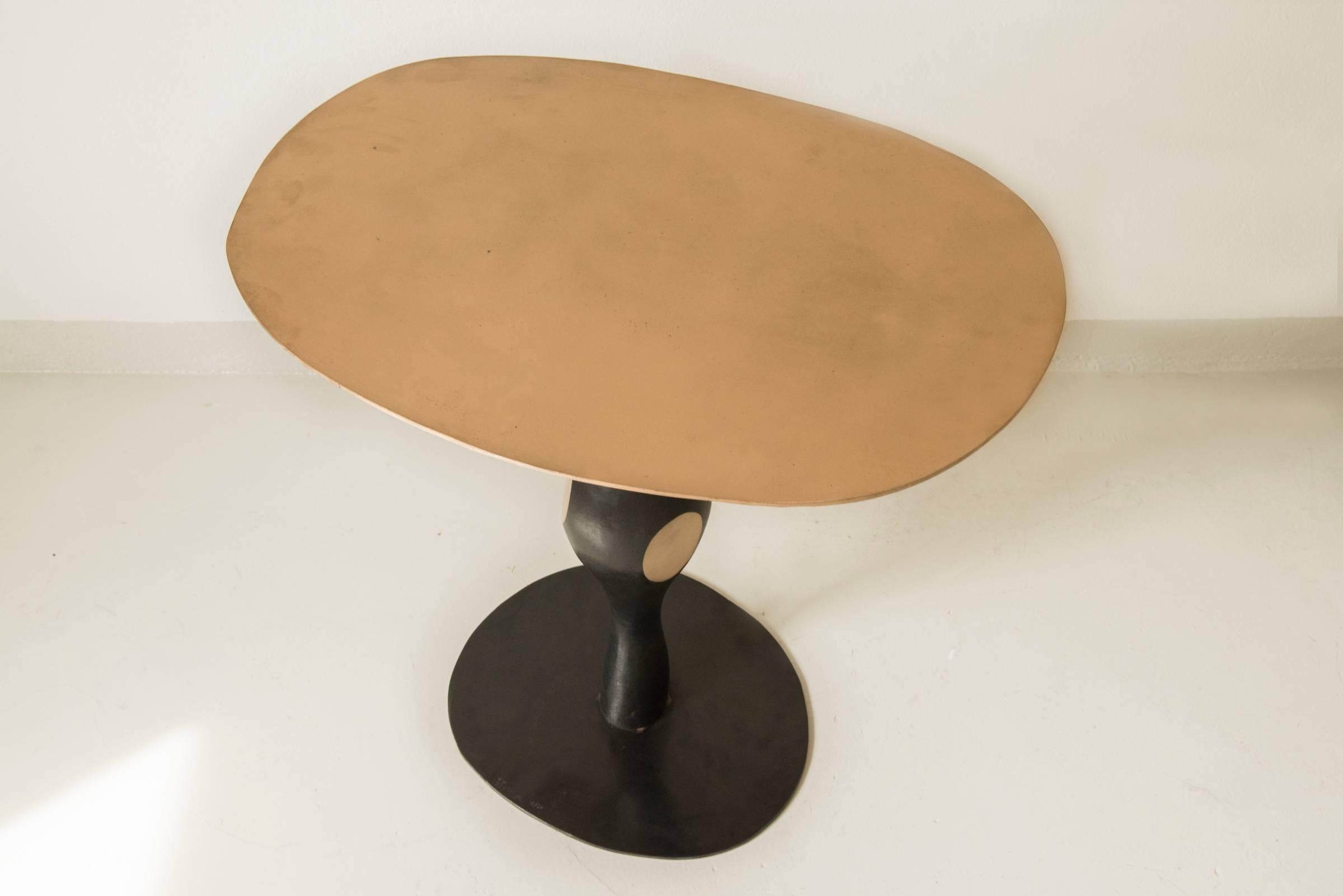 Patinated Bronze Pedestal Table by Jacques Jarrige 