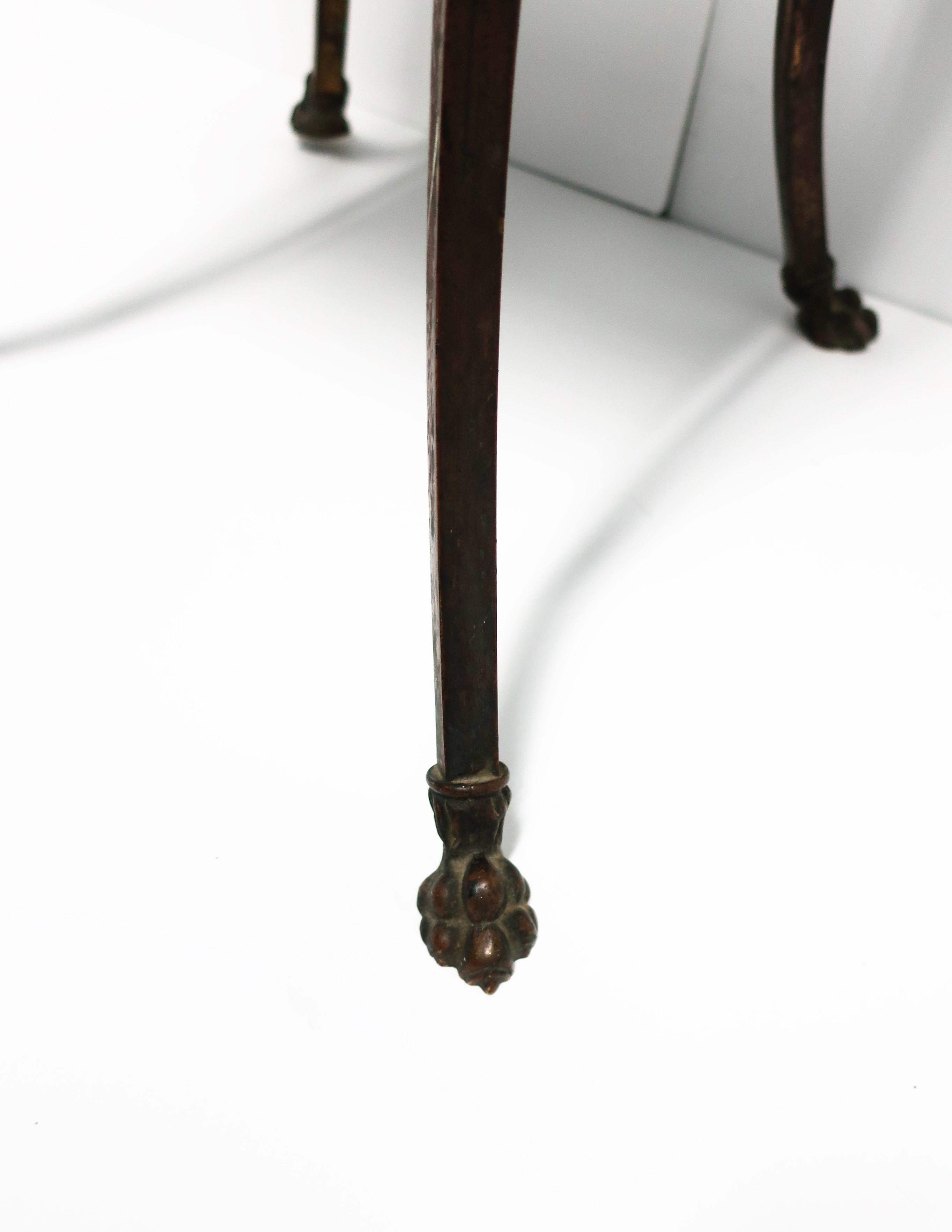 Bronze Pedestal Table with Shelf and Decorative Paw Feet, circa 19th Century 7