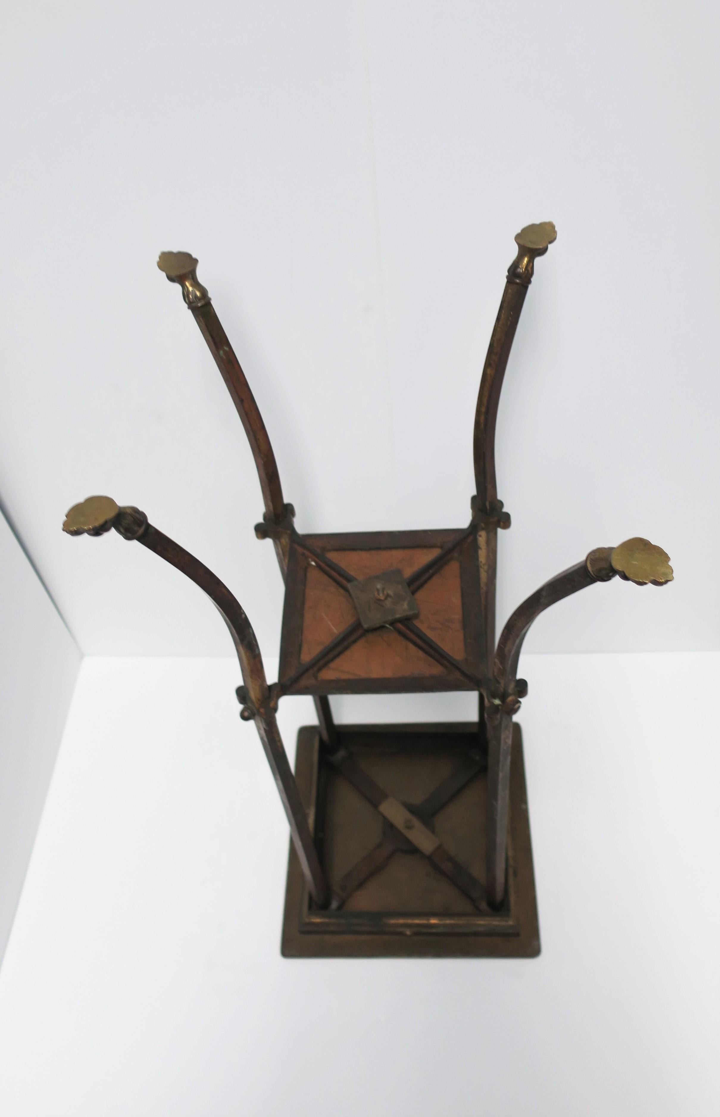 Bronze Pedestal Table with Shelf and Decorative Paw Feet, circa 19th Century 8