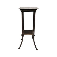 Bronze Pedestal Table with Shelf and Decorative Paw Feet, circa 19th Century