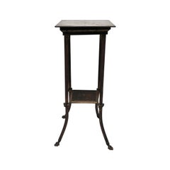 Antique Bronze Pedestal Table with Shelf and Decorative Paw Feet, circa 19th Century