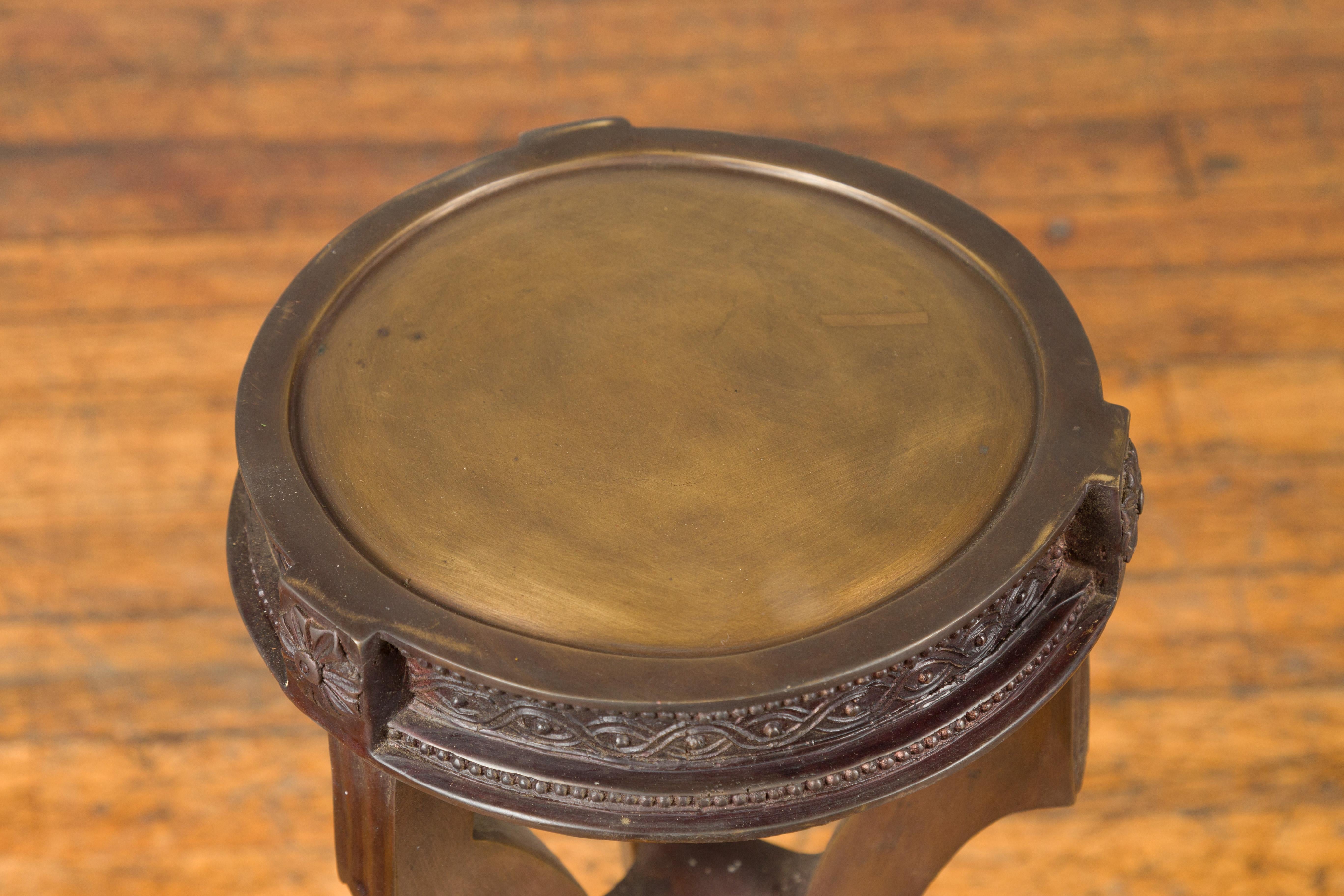 Bronze Pedestal with Paw Feet, Meander Frieze, Rosettes and Beads, 20th Century For Sale 3