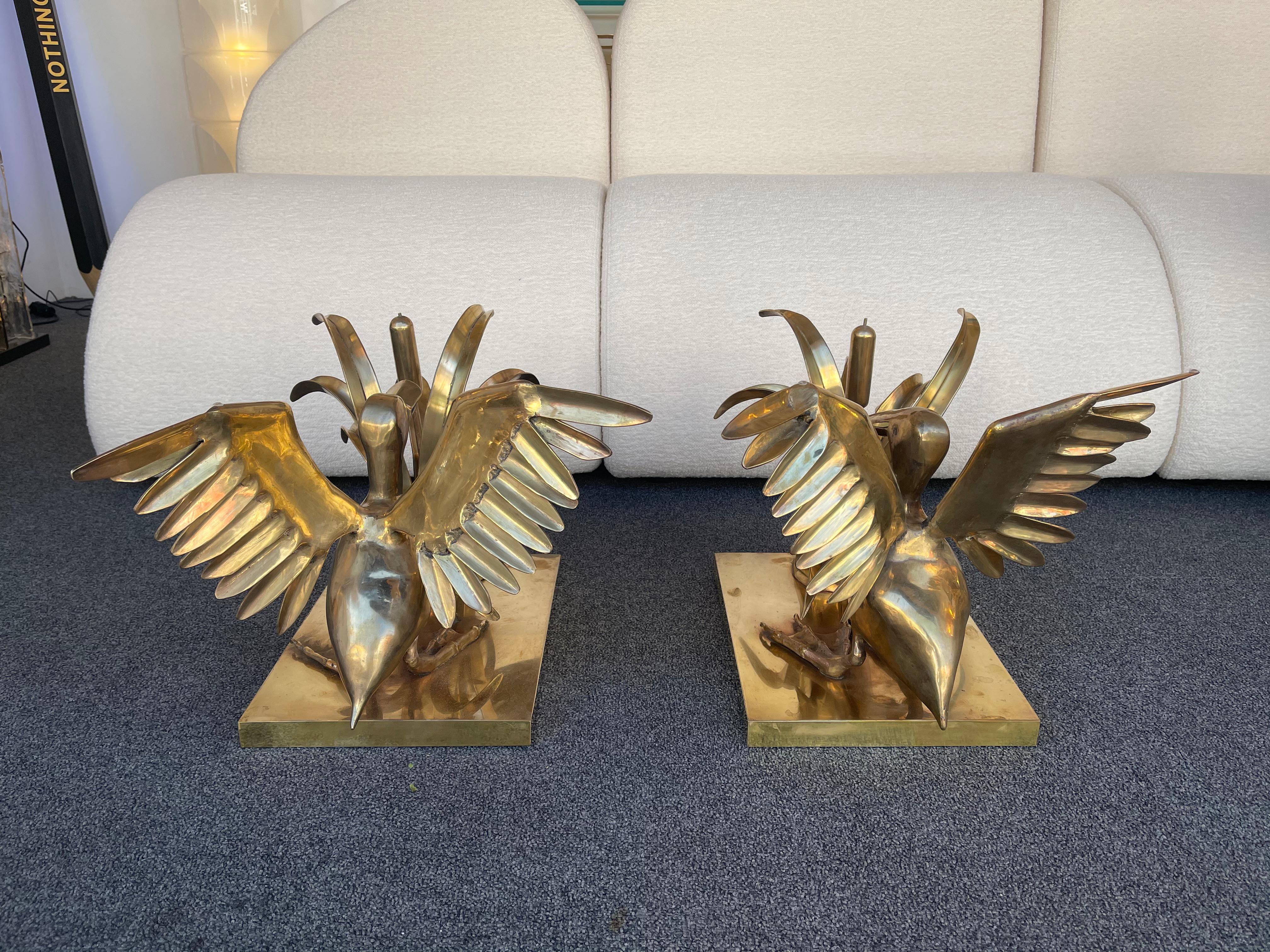 Bronze Pelican and Reed Coffee Table by Christian Techoueyres, France, 1970s For Sale 3