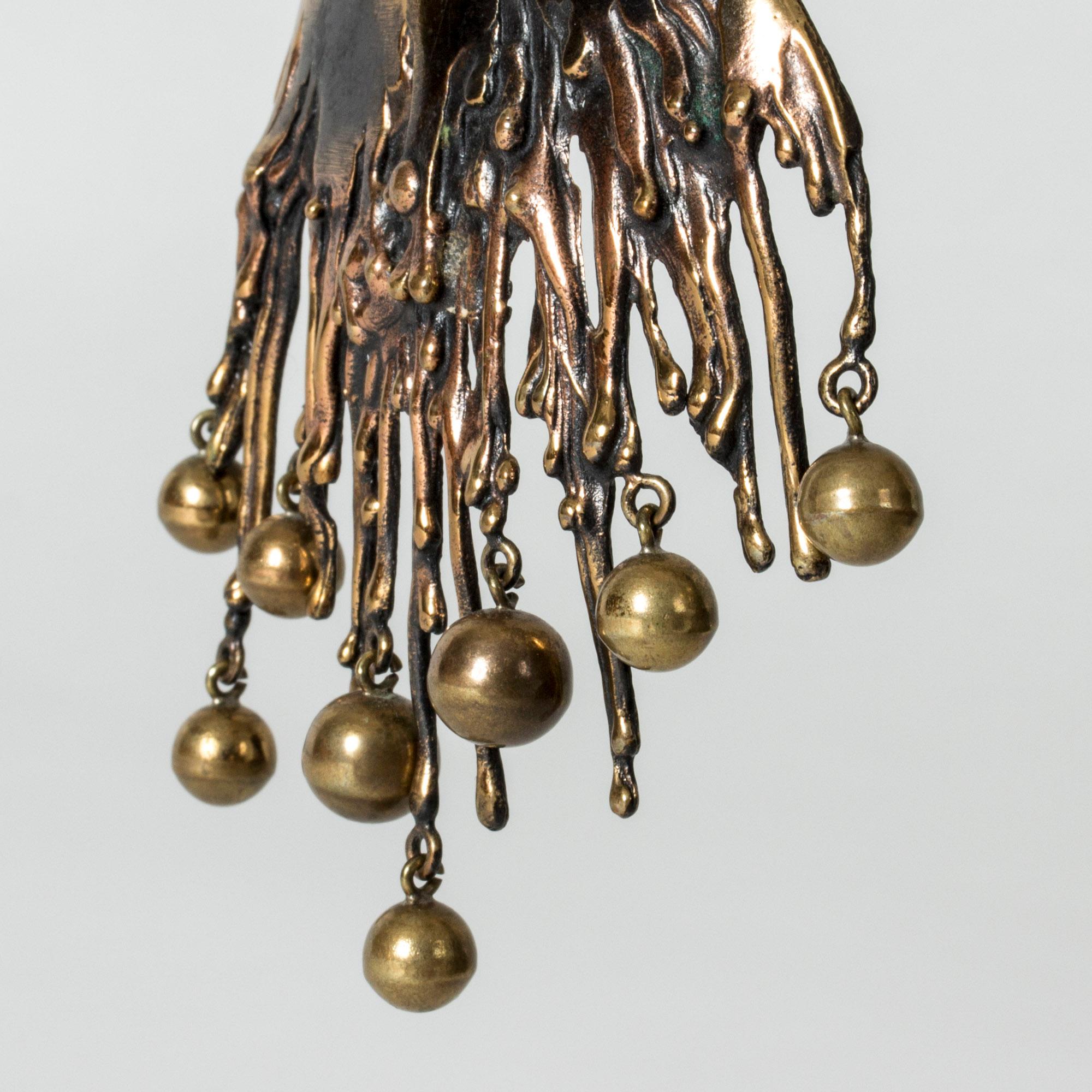 Bronze Pendant by Pentti Sarpaneva for Turun Hopea, Finland, 1970s In Good Condition In Stockholm, SE