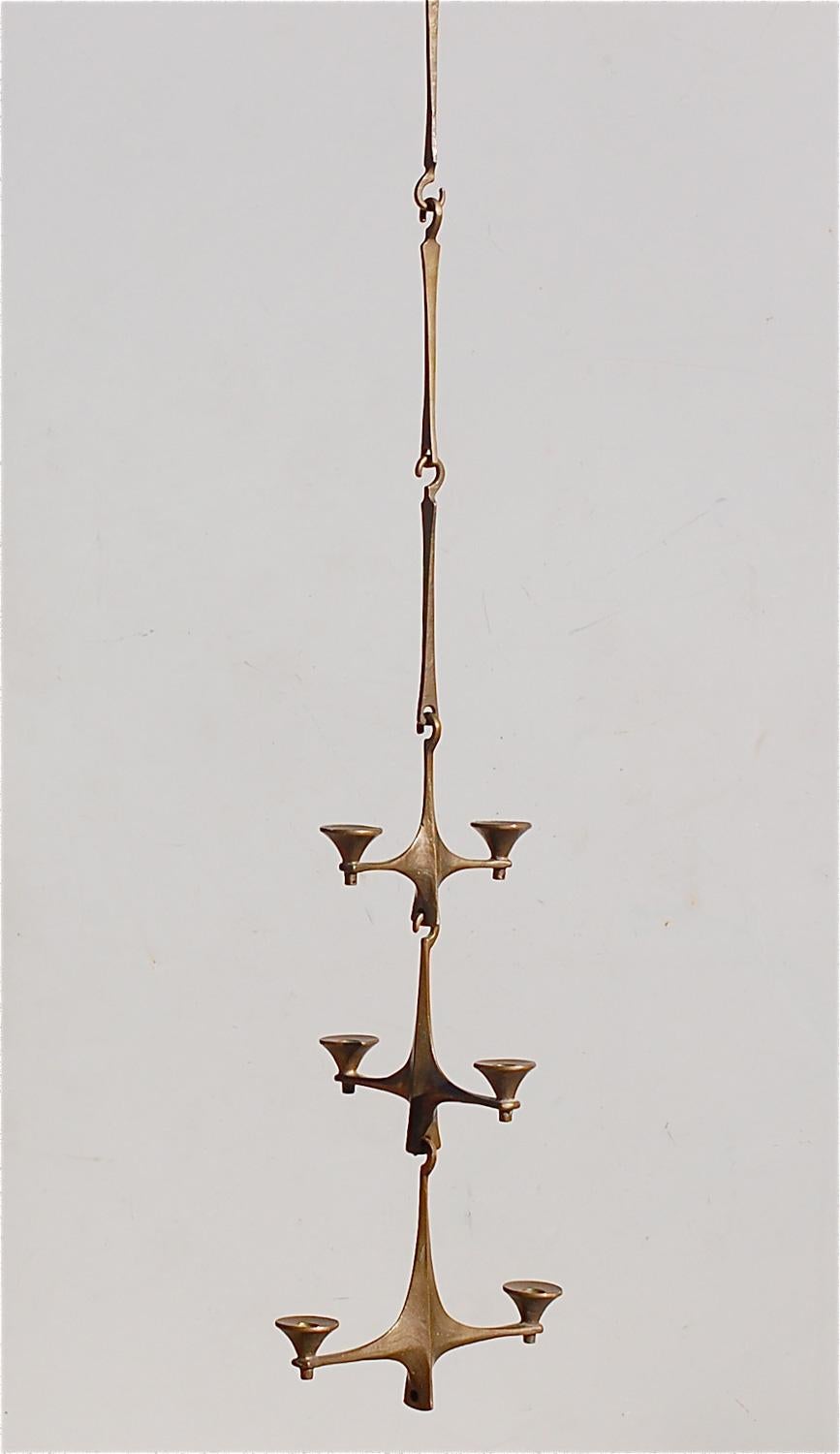 Bronze Pendant Candle Holder by Harjes, Mid-20th Century, Germany In Good Condition For Sale In Noorderwijk, BE