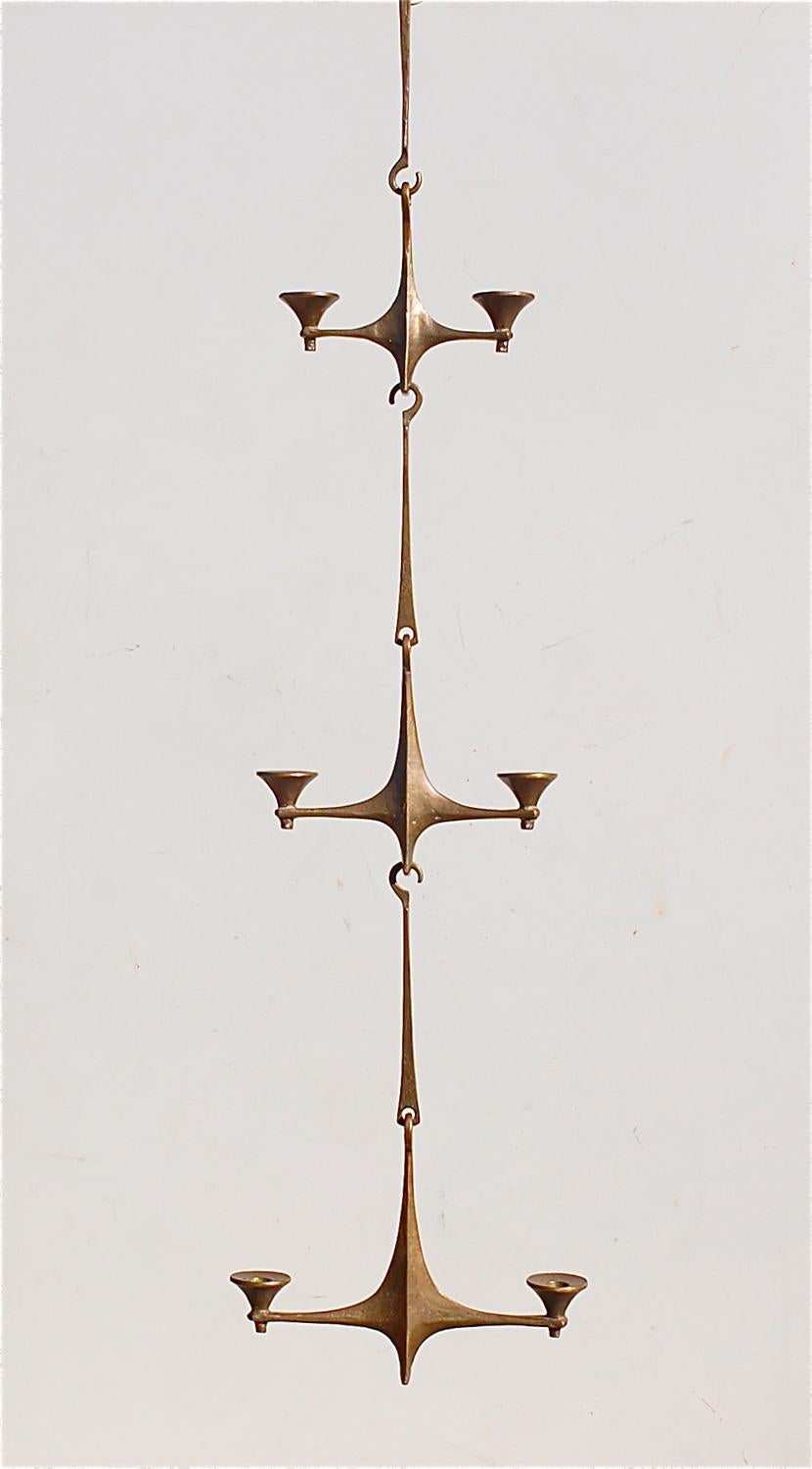 Bronze Pendant Candle Holder by Harjes, Mid-20th Century, Germany For Sale 1