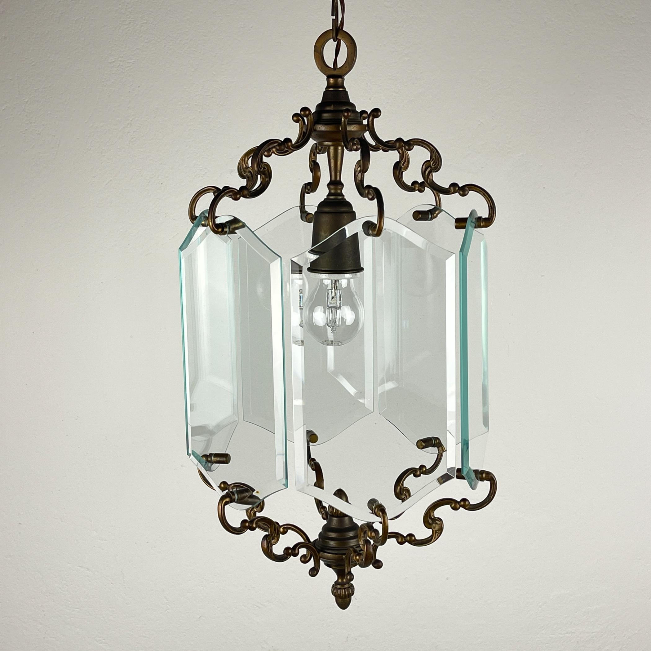 Lampada a sospensione in bronzo, nello stile di Pietro Chiesa Per Fontana Arte, Italia, anni '50 in vendita 3