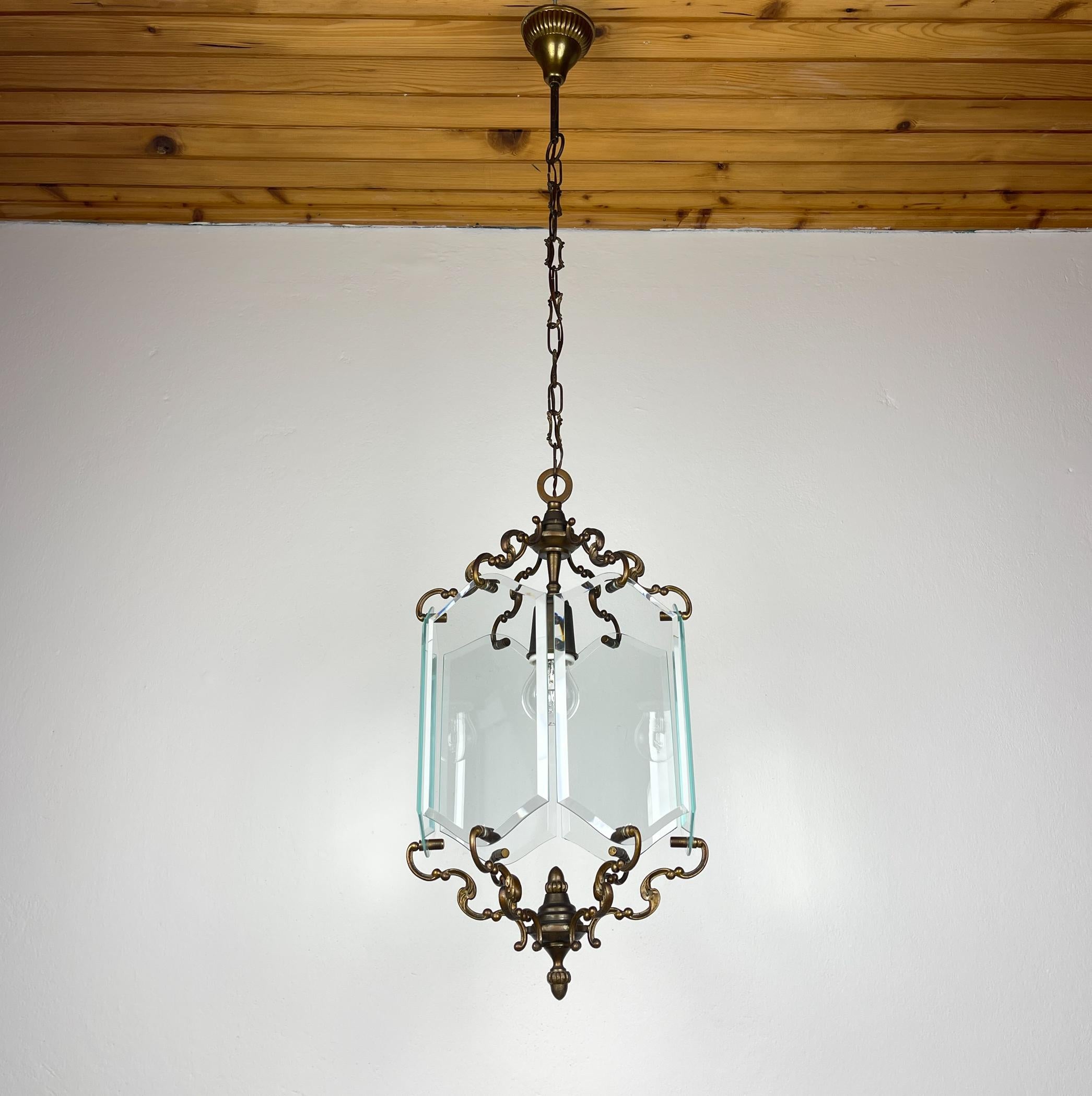 Lampada a sospensione in bronzo, nello stile di Pietro Chiesa Per Fontana Arte, Italia, anni '50 in vendita 4