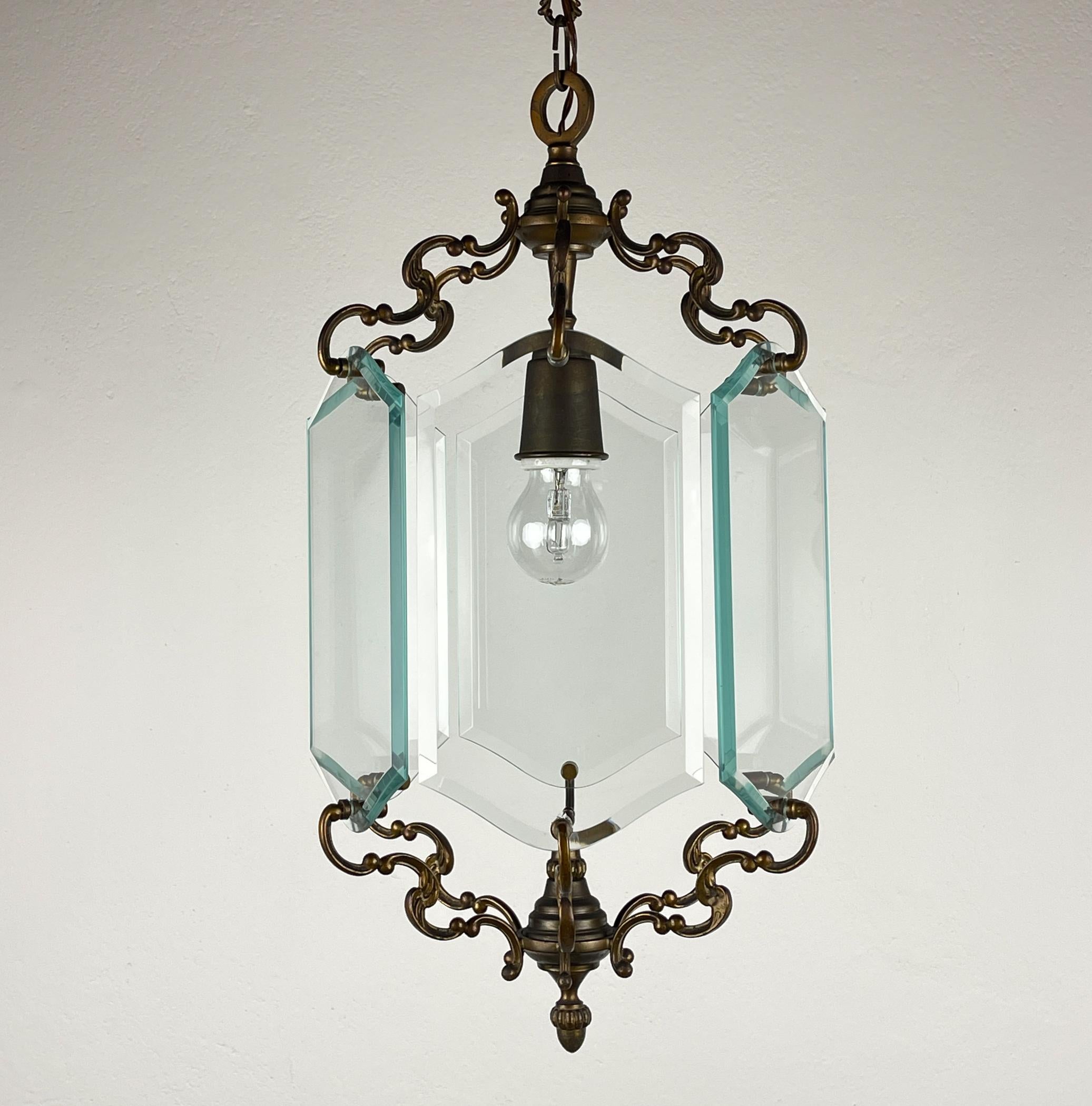 Lampada a sospensione in bronzo, nello stile di Pietro Chiesa Per Fontana Arte, Italia, anni '50 in vendita 5