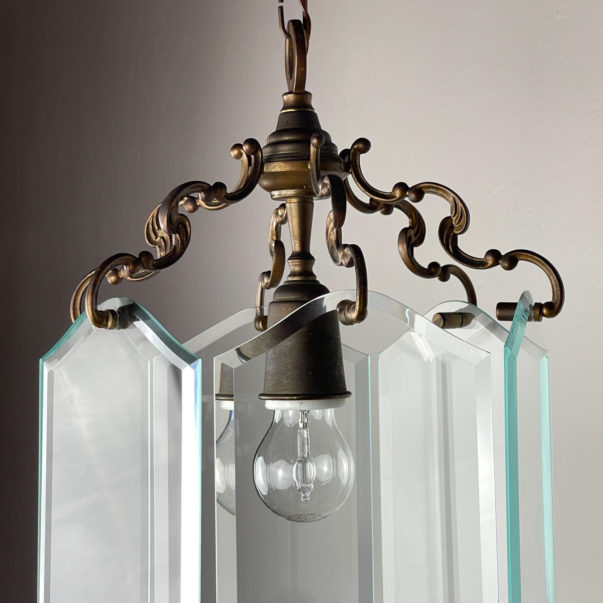 Lampada a sospensione in bronzo, nello stile di Pietro Chiesa Per Fontana Arte, Italia, anni '50 in vendita 10