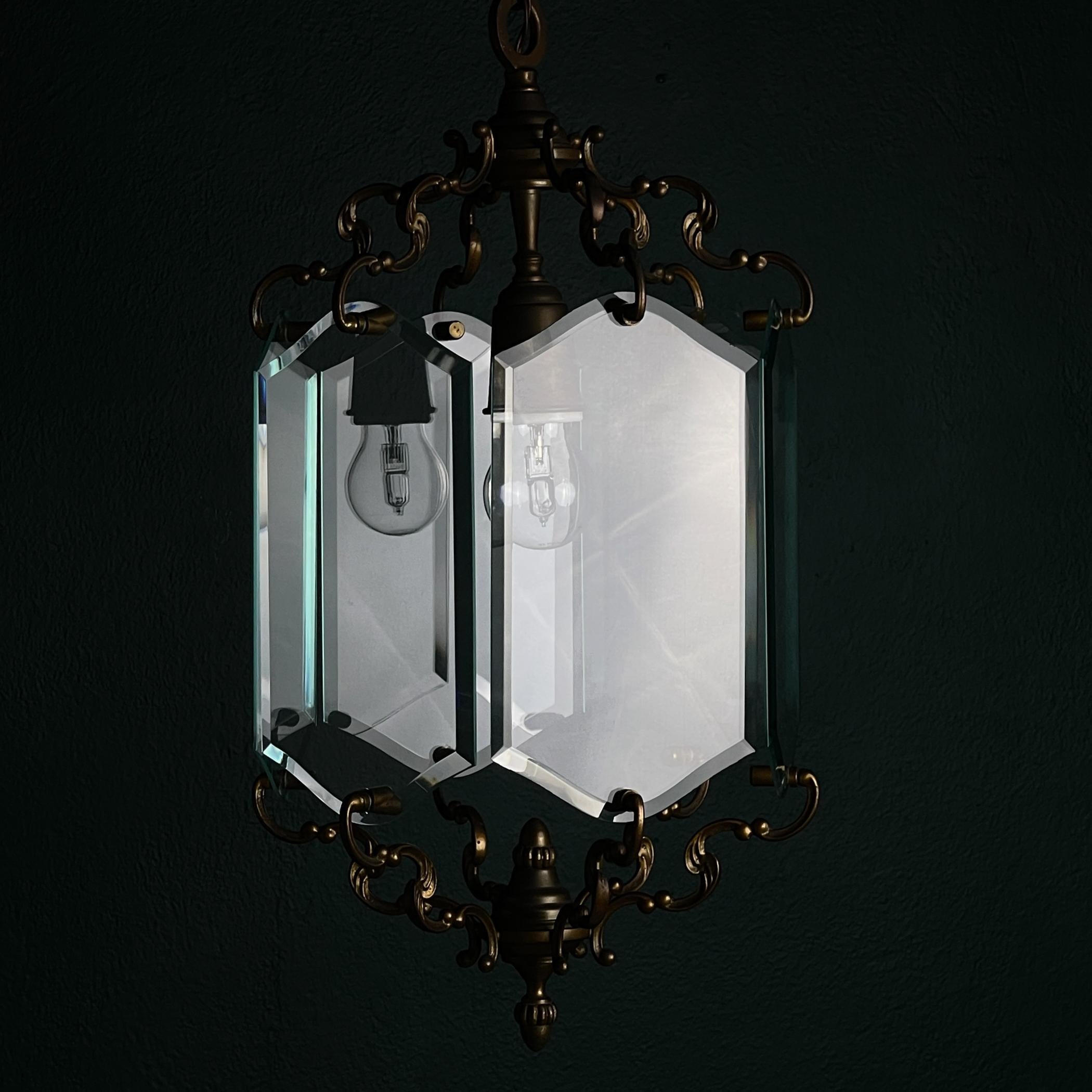 XX secolo Lampada a sospensione in bronzo, nello stile di Pietro Chiesa Per Fontana Arte, Italia, anni '50 in vendita
