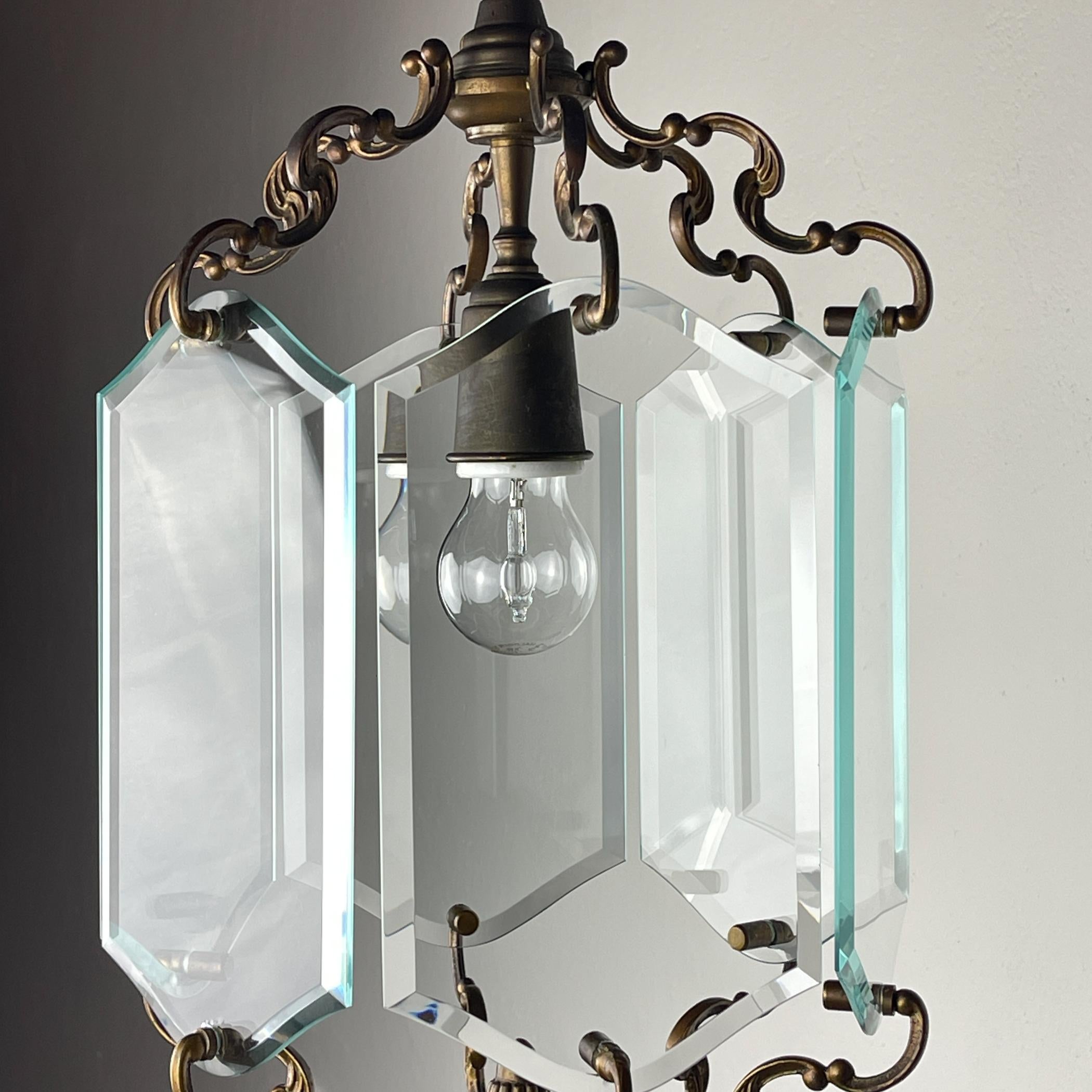 Lampada a sospensione in bronzo, nello stile di Pietro Chiesa Per Fontana Arte, Italia, anni '50 in vendita 1
