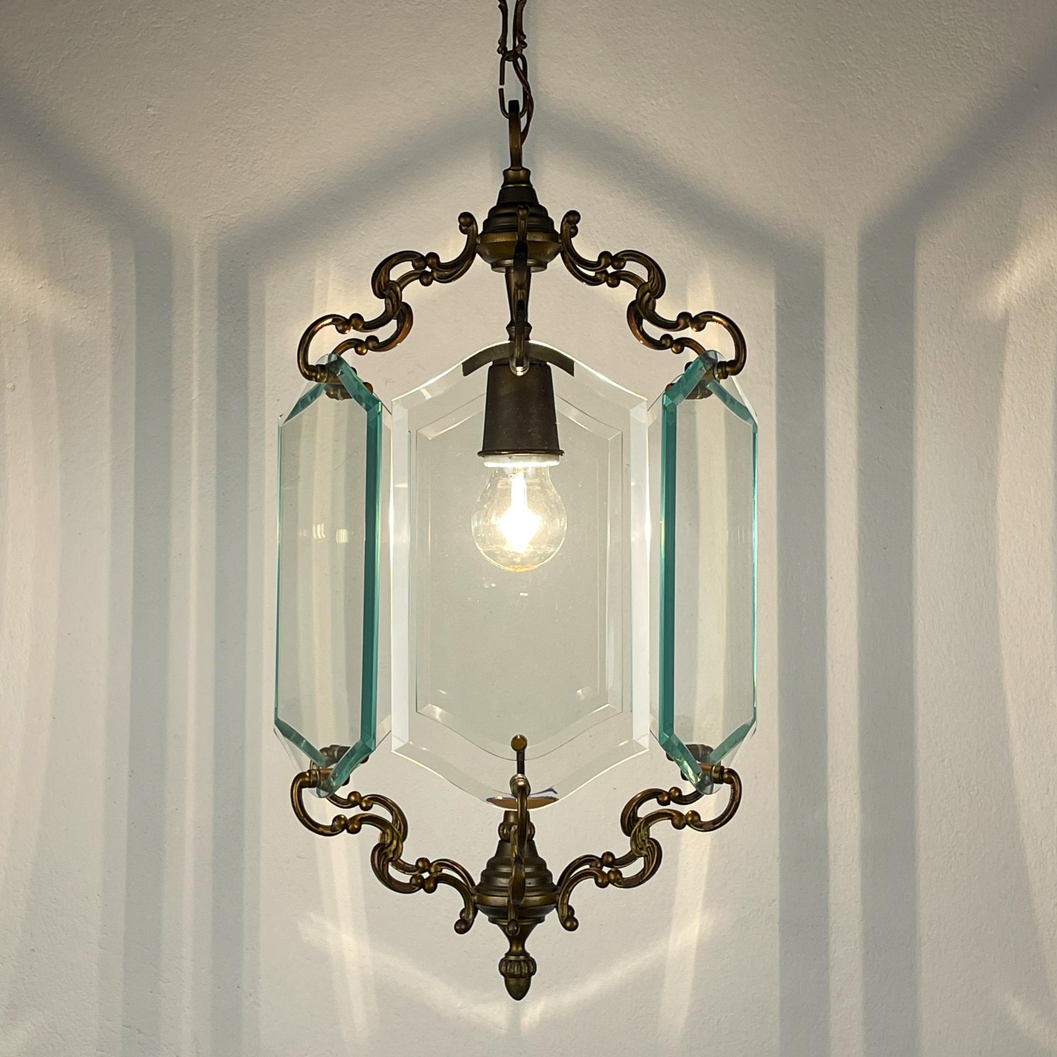 Lampada a sospensione in bronzo, nello stile di Pietro Chiesa Per Fontana Arte, Italia, anni '50 in vendita 2