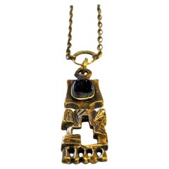 Bronze pendant with amethyst stone by Pentti Sarpaneva Finland 1960s