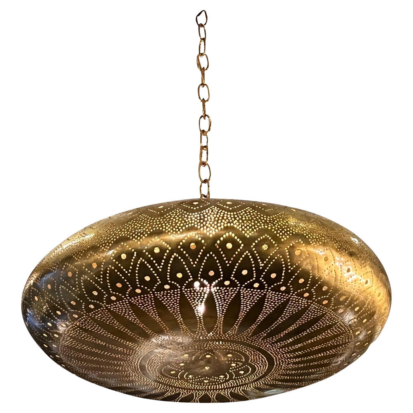 Bronze Perforated Chandelier, Morocco, Contemporary For Sale