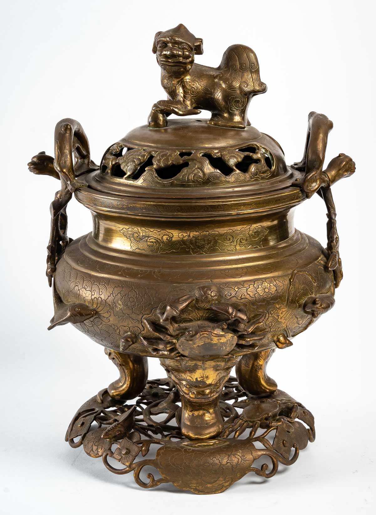 Bronze perfume burner, Vietnam, 19th century 8