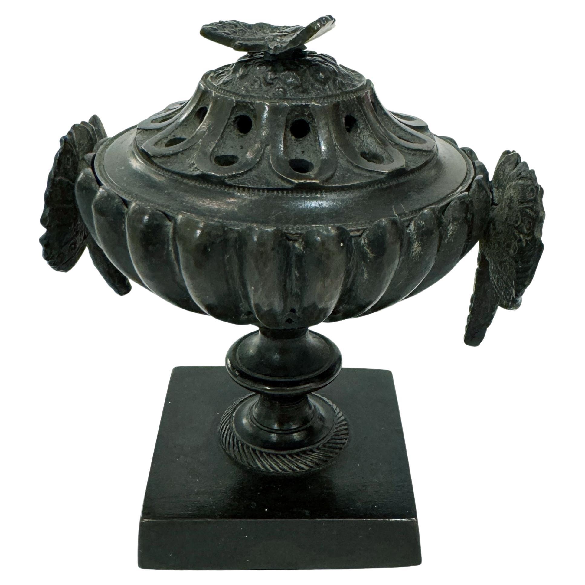 "Bronze perfumer with decorative butterflies. France."