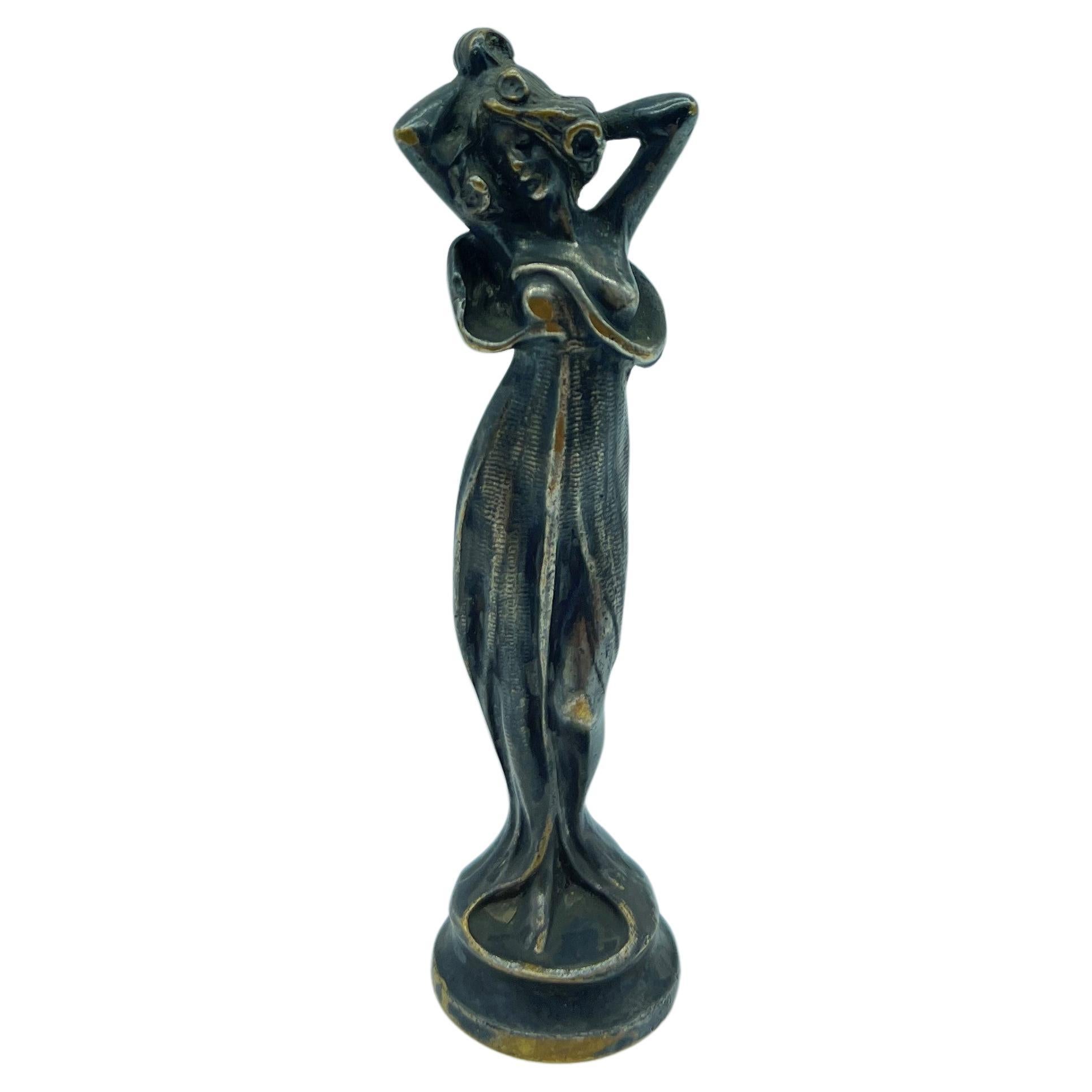 Bronze Petschaft Seal "Lady" Monogram "a" Around 1900