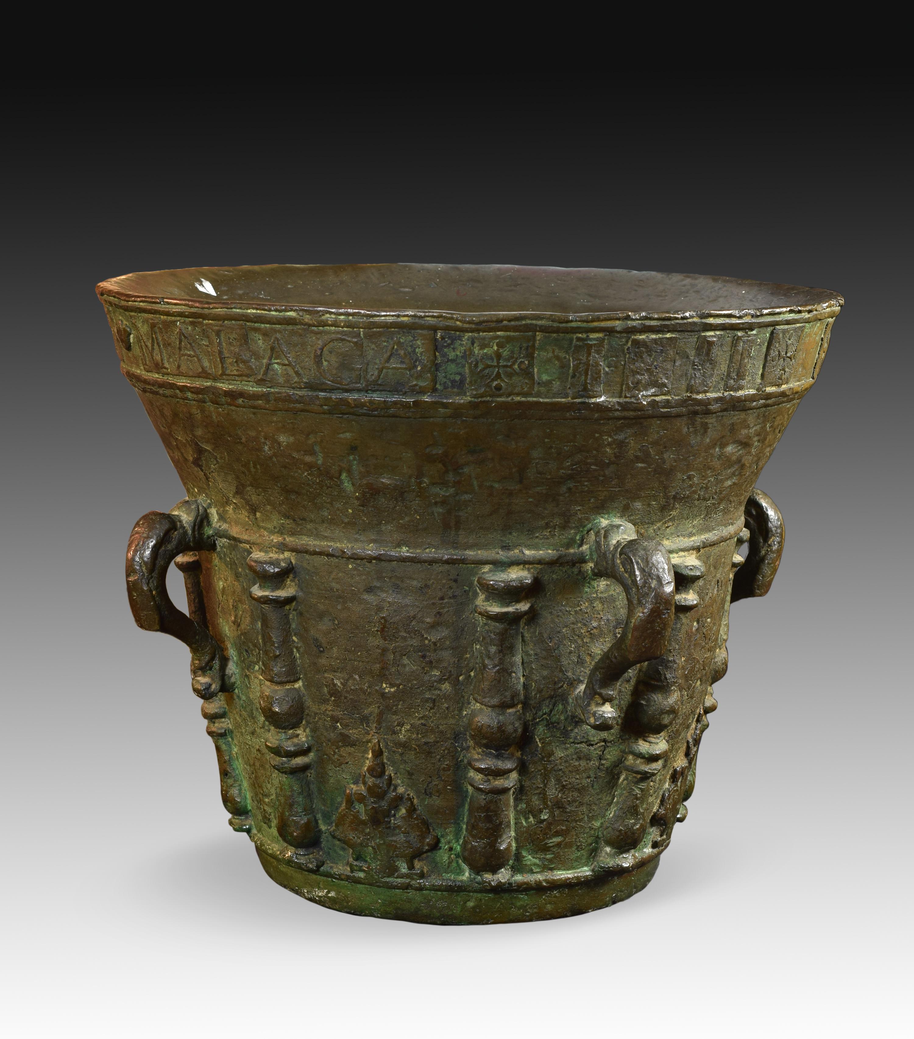Spanish Bronze Pharmacy Mortar, Signed and Dated 'Bargas, 1711'