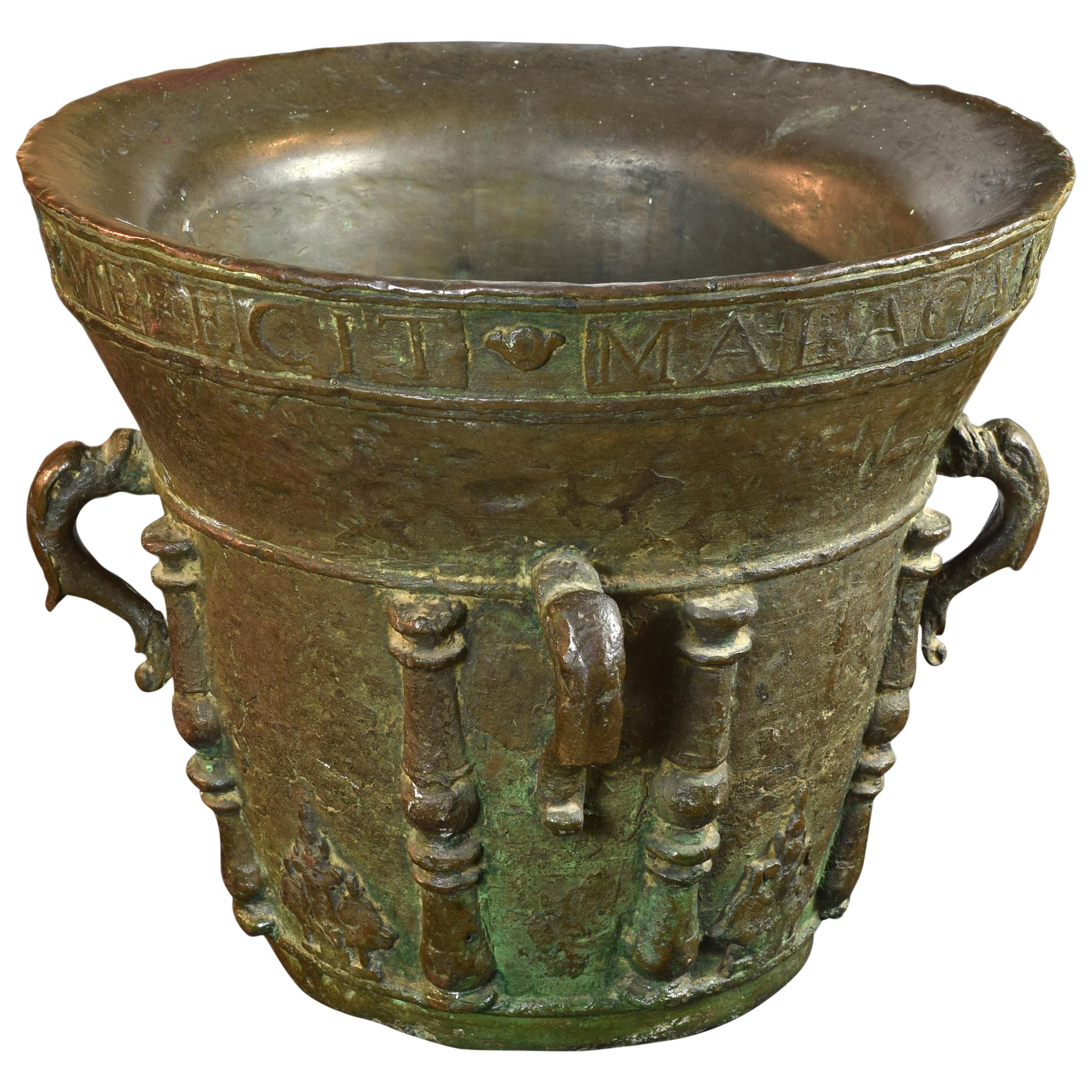 Bronze Pharmacy Mortar, Signed and Dated 'Bargas, 1711'